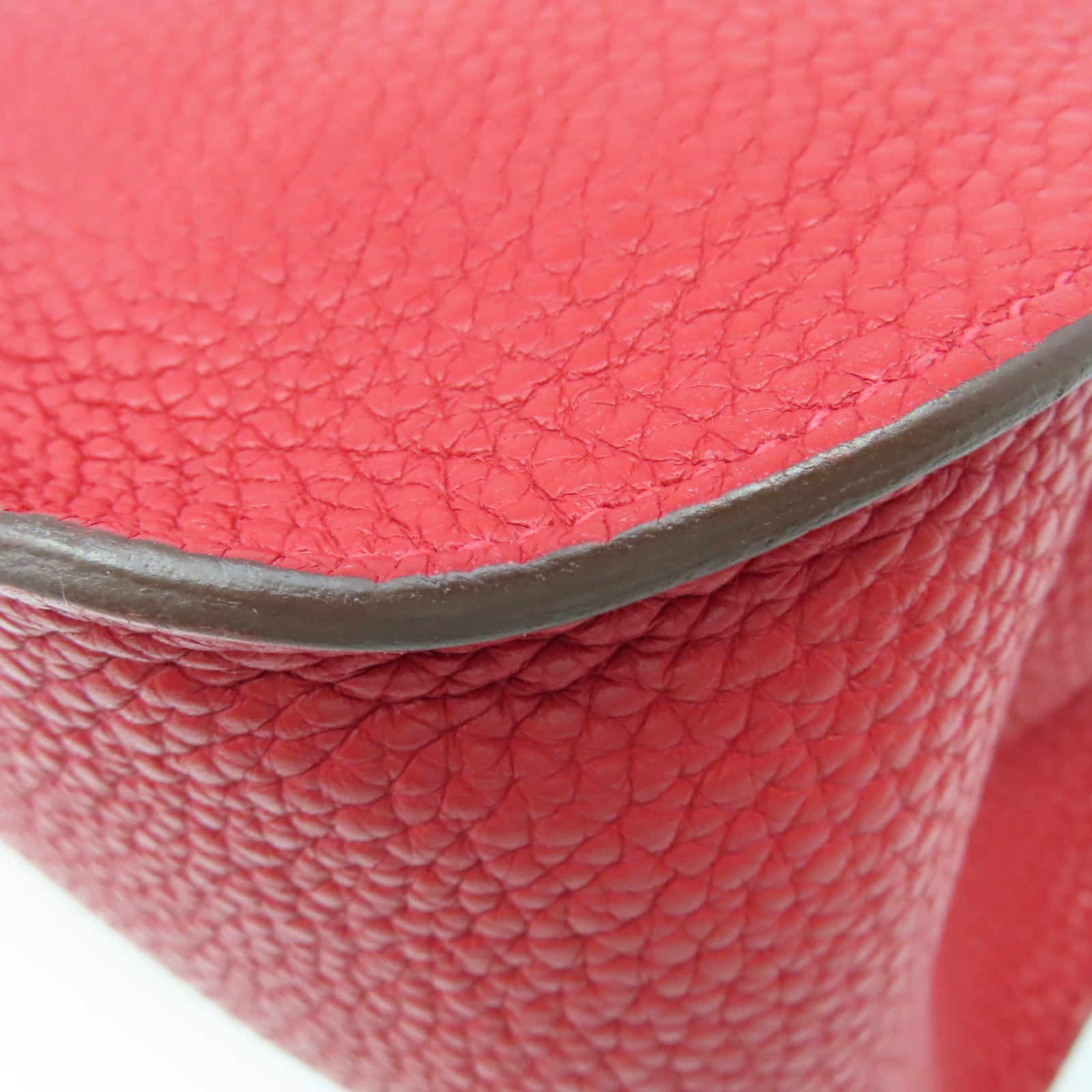 HERMES Clemence皮革Jypsiere 28 Shoulder Bag銀扣肩背袋Rouge Casaque卡薩克紅色