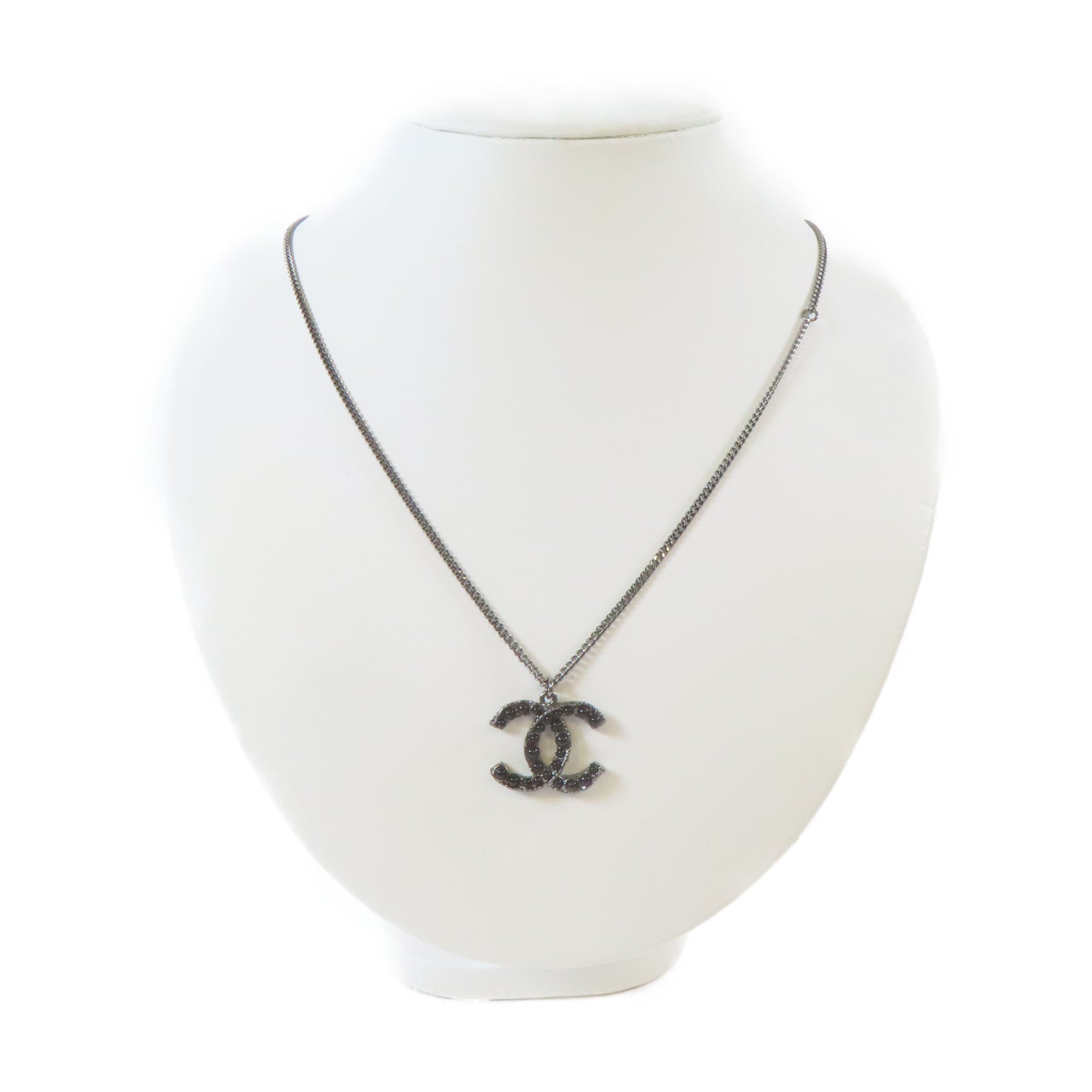 CHANEL 金屬Necklace項鍊銀色/黑色#60cm