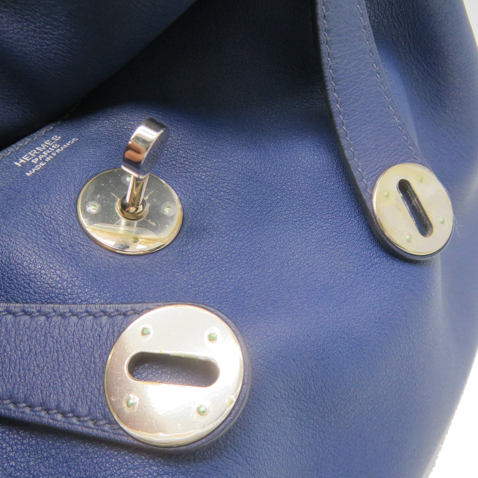 HERMES [Sharp Discount] Swift Leather Lindy 30 Silver Buckle 2Way Shoulder Bag Handle Shoulder Bag Sapphire Blue