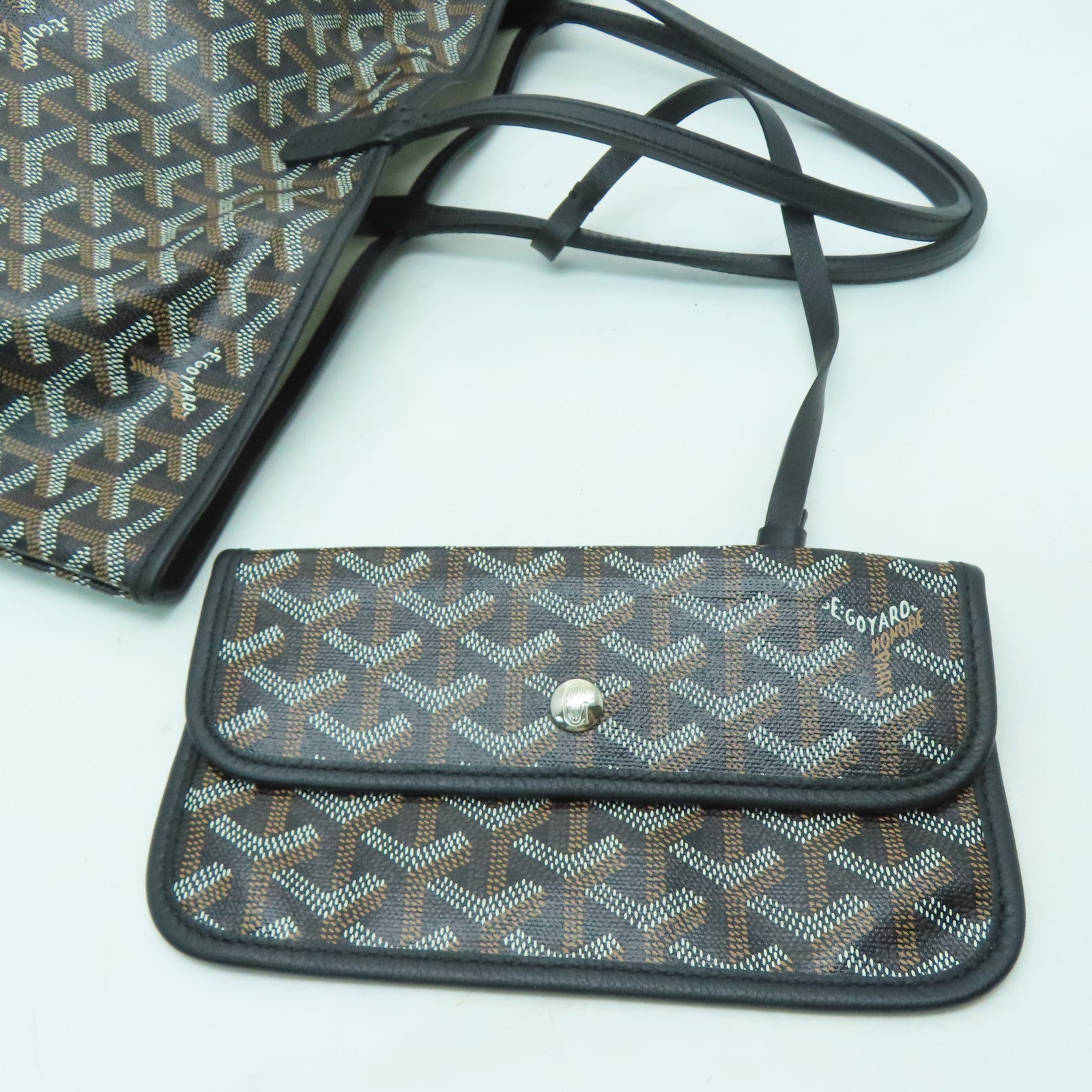 GOYARD 塗層帆布Saint Louis PM銀扣手挽袋黑色