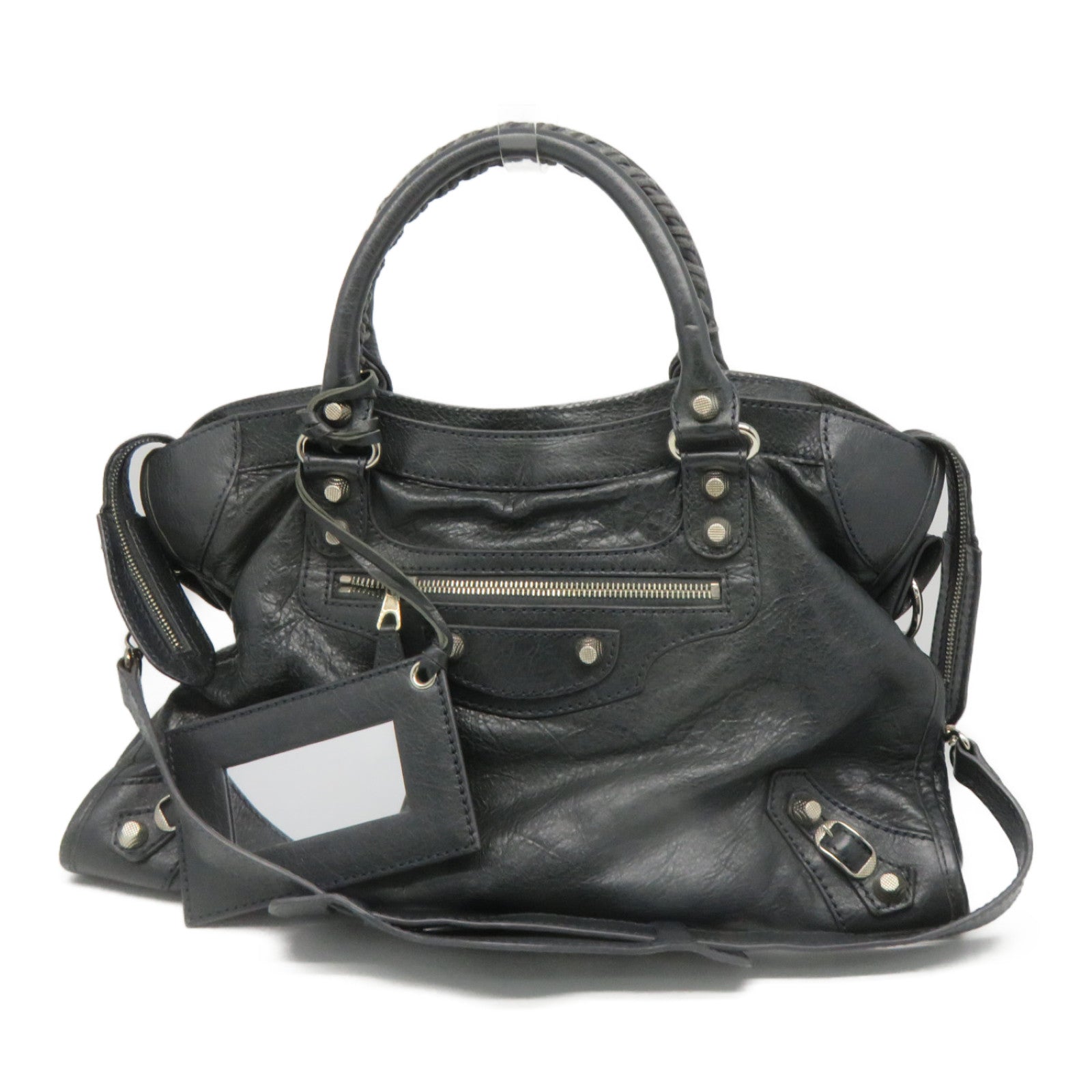 BALENCIAGA 【激减优惠】牛皮皮革Shoulder Bag银扣肩背袋灰色