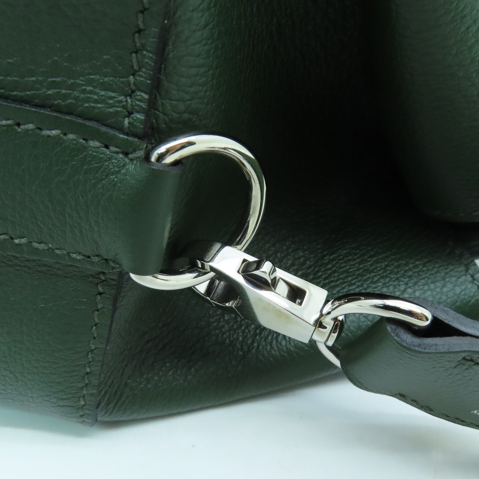 HERMES Evercolor Leather Toolbox 26 Silver Buckle Hand Shoulder Backpack Alligator Army Green
