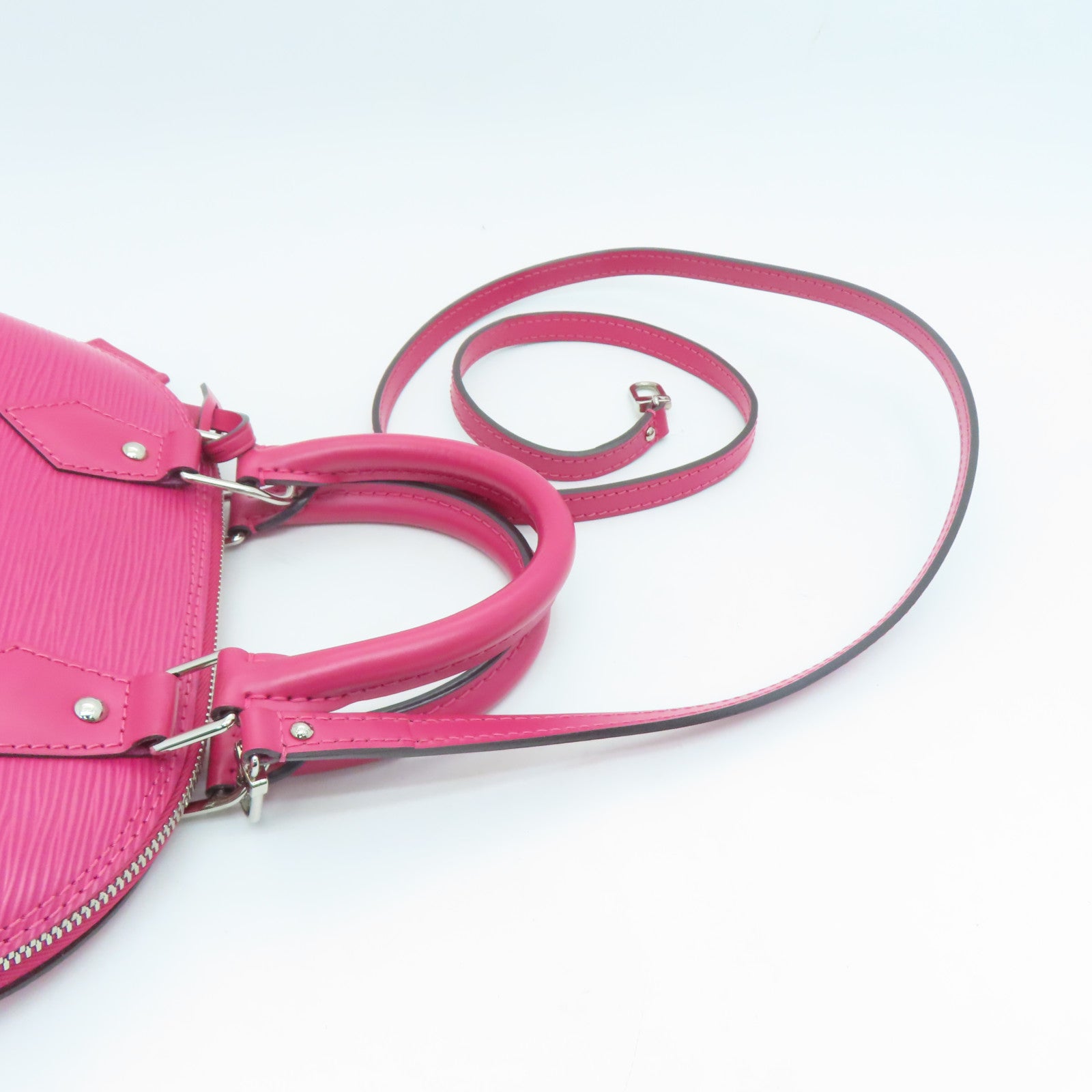 LOUIS VUITTON Epi Alma BB银扣手挽肩背两用袋紫红色