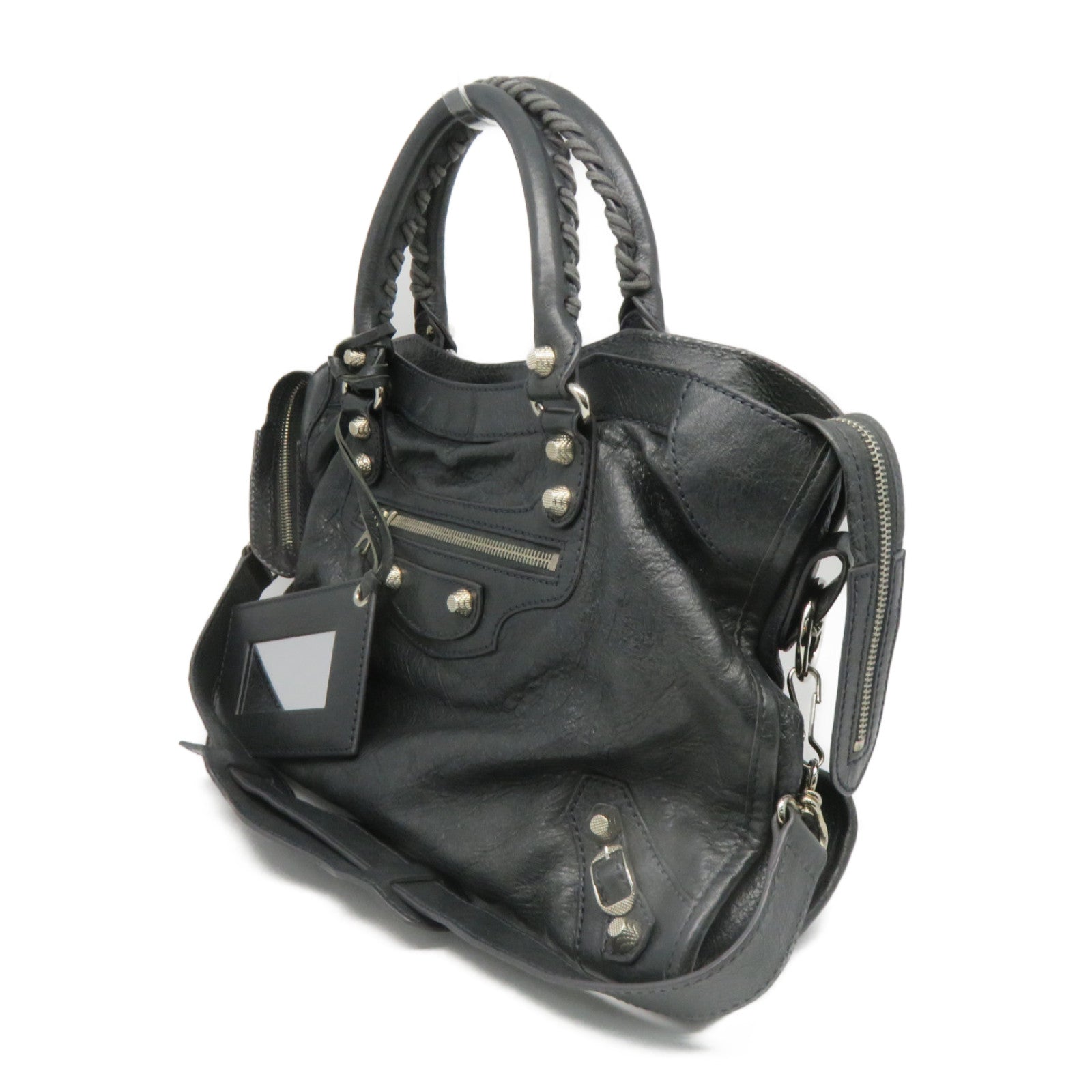 BALENCIAGA 【激减优惠】牛皮皮革Shoulder Bag银扣肩背袋灰色