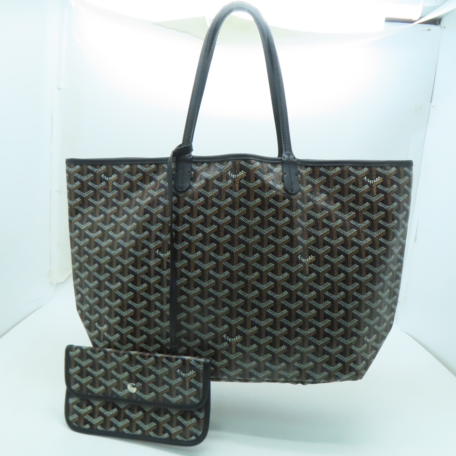 GOYARD 塗層帆布Saint Louis PM銀扣手挽袋黑色