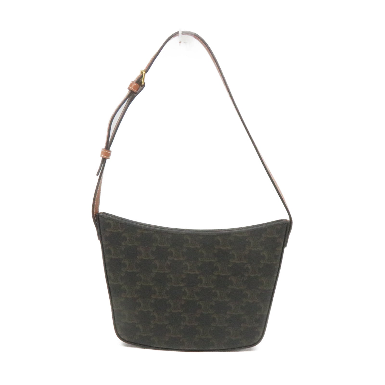 CELINE 塗層皮革Croque Shoulder Bag肩背袋啡色