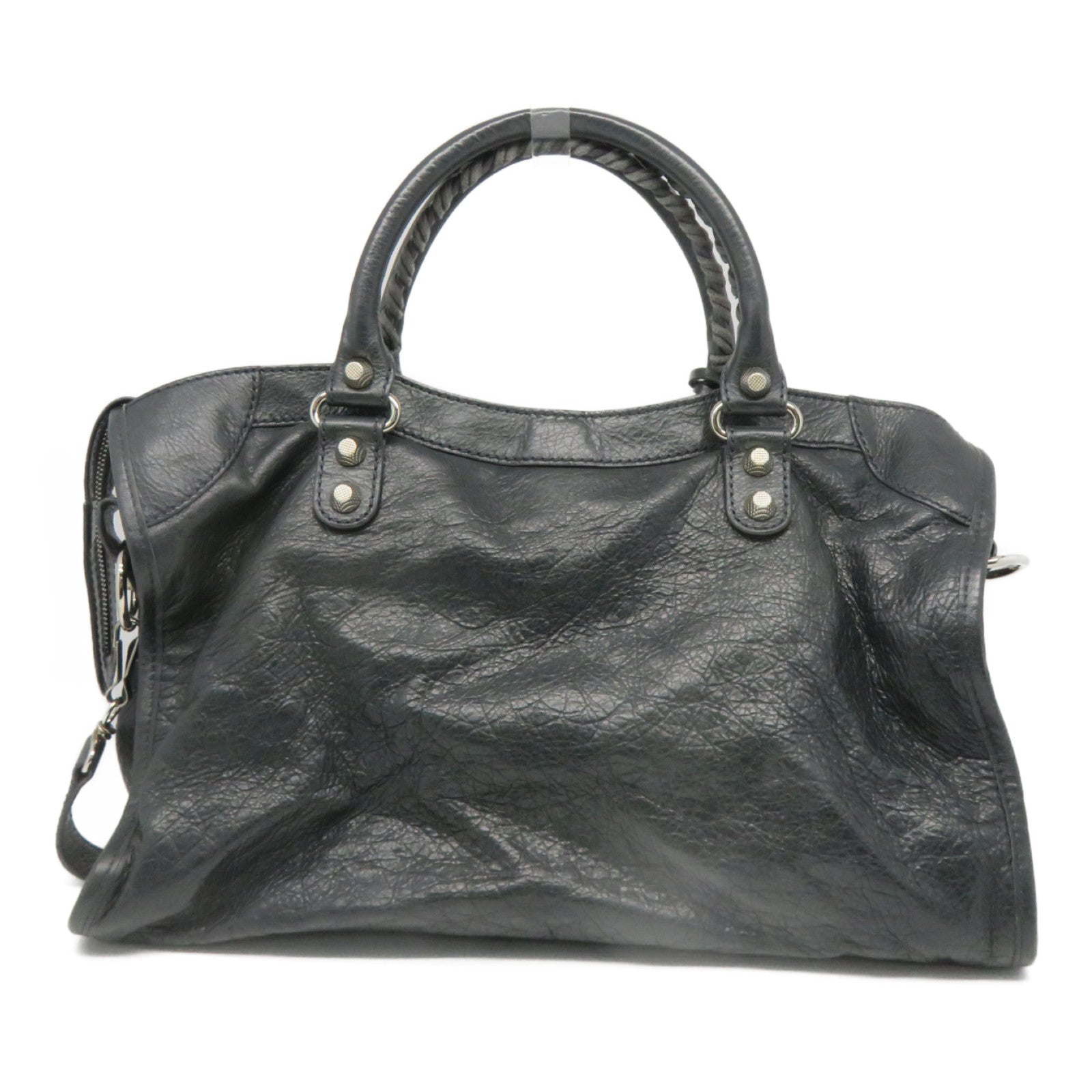 BALENCIAGA 【激减优惠】牛皮皮革Shoulder Bag银扣肩背袋灰色