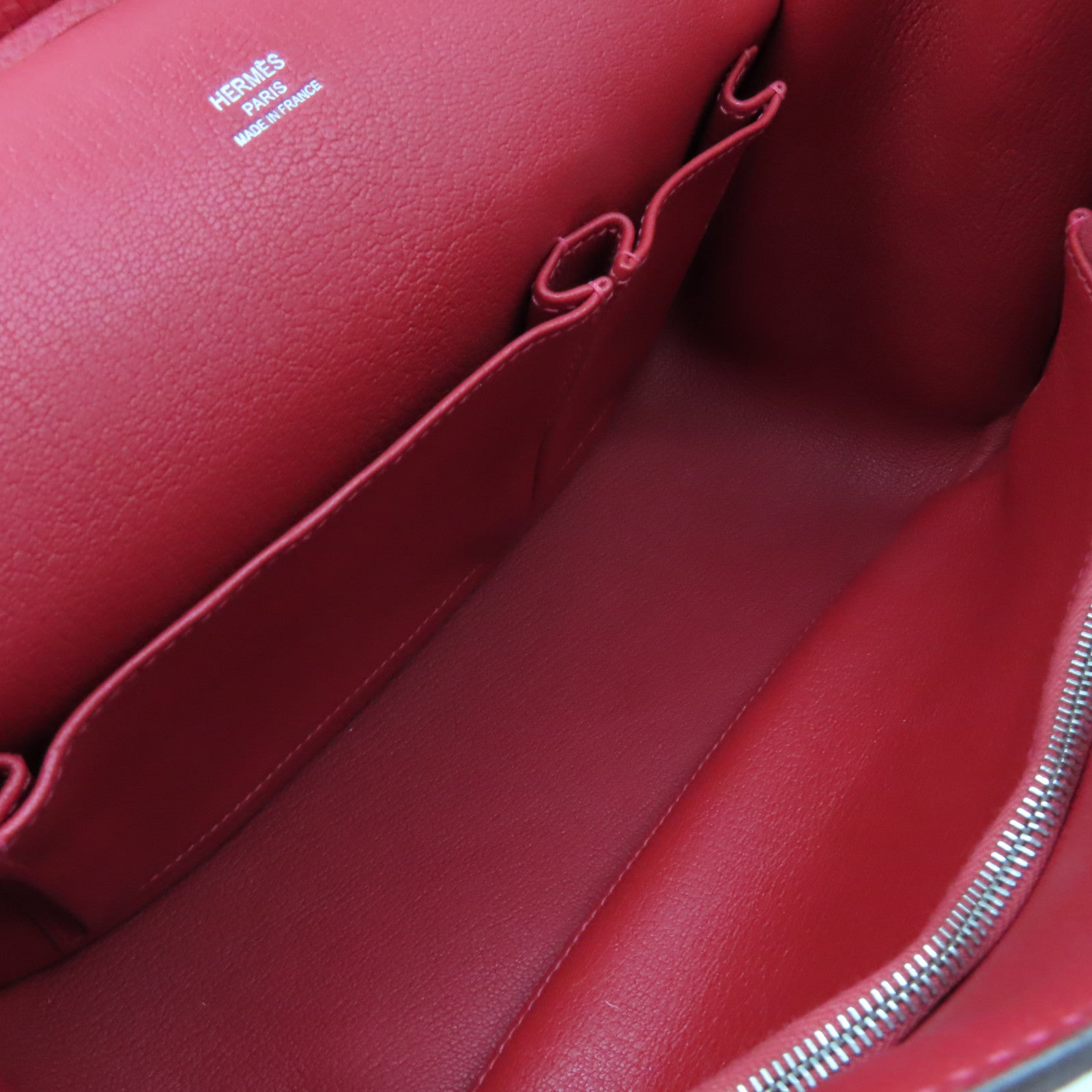 HERMES Clemence皮革Jypsiere 28 Shoulder Bag銀扣肩背袋Rouge Casaque卡薩克紅色