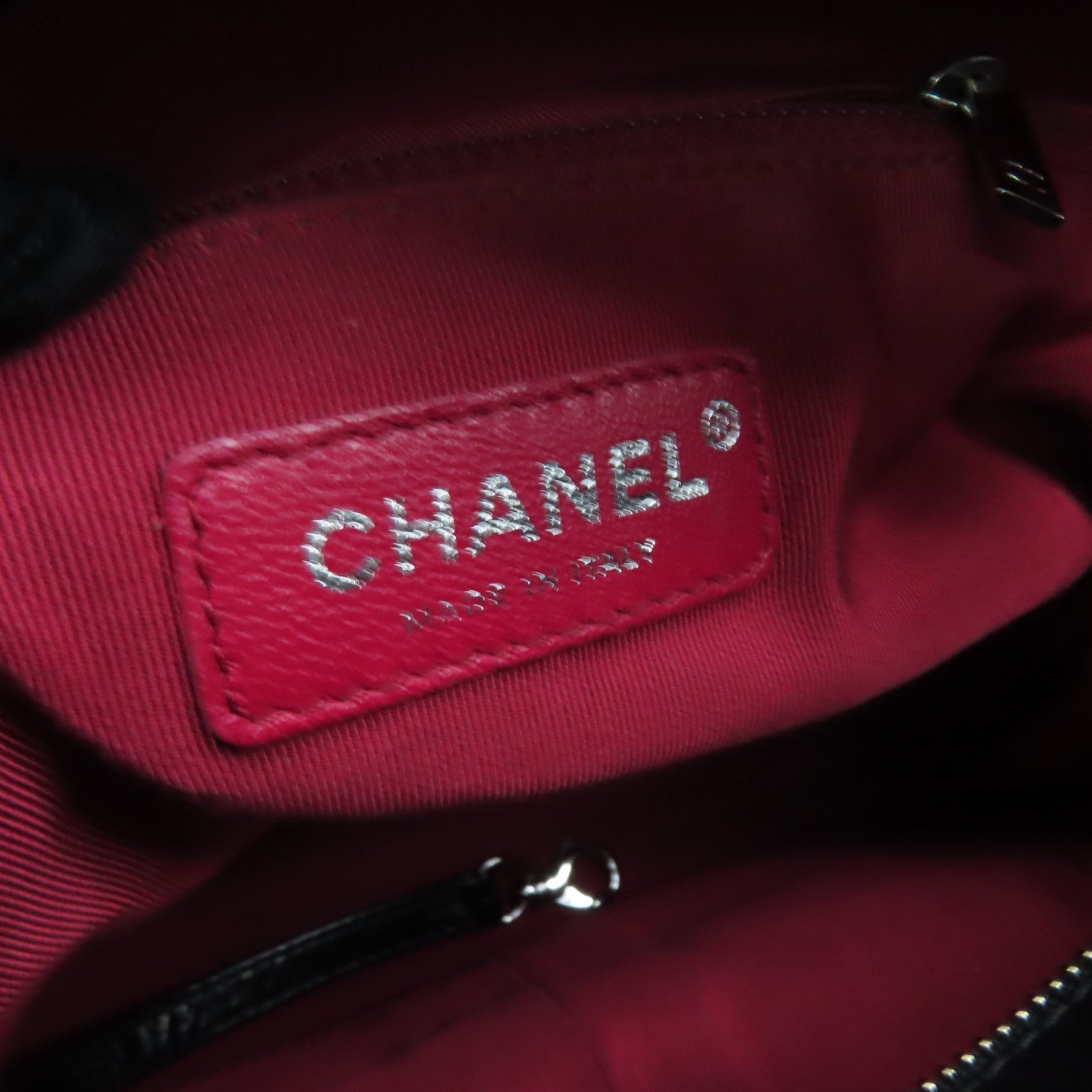 CHANEL 菱格牛皮皮革Gabrielle金扣/銀扣手挽肩背兩用袋黒色