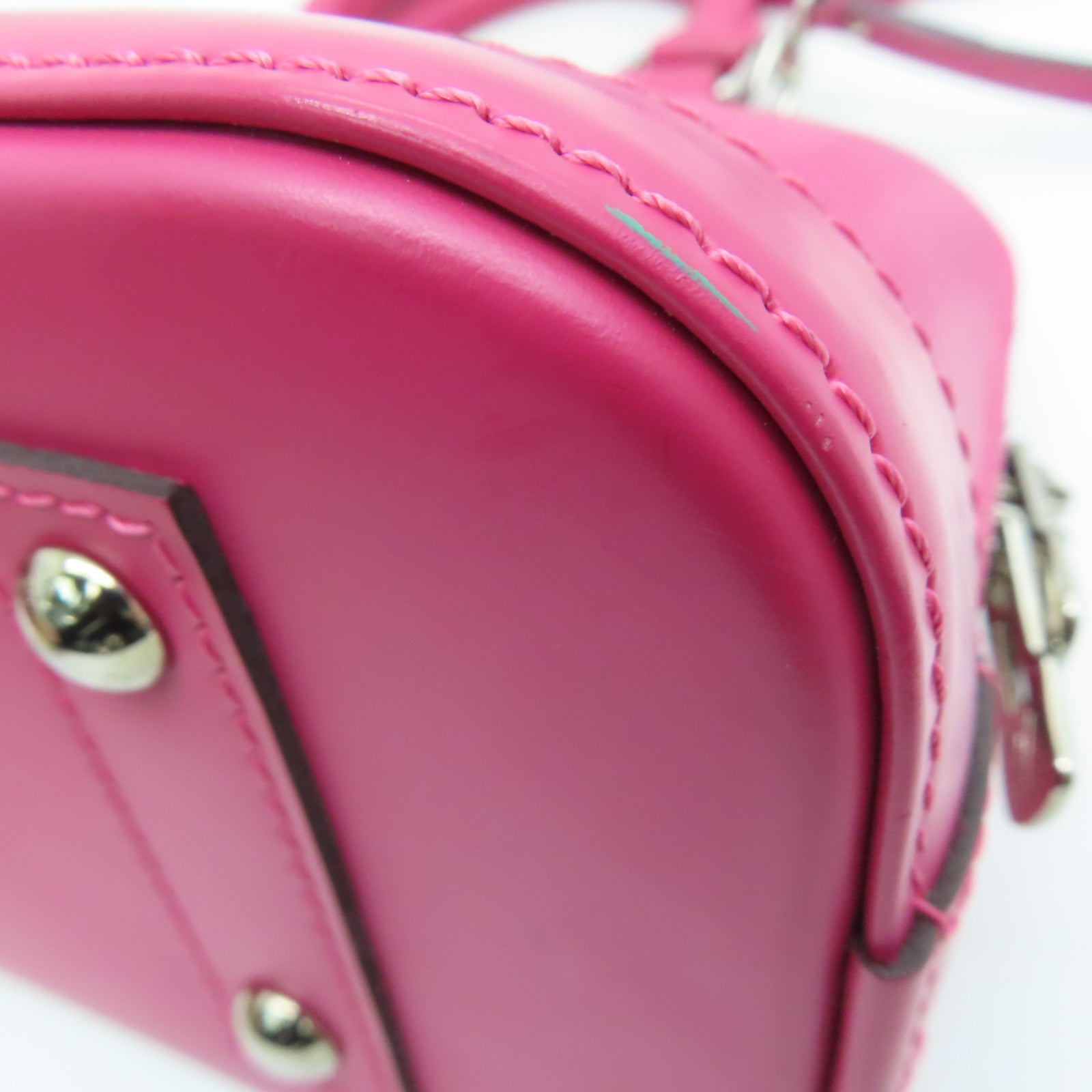 LOUIS VUITTON Epi Alma BB银扣手挽肩背两用袋紫红色