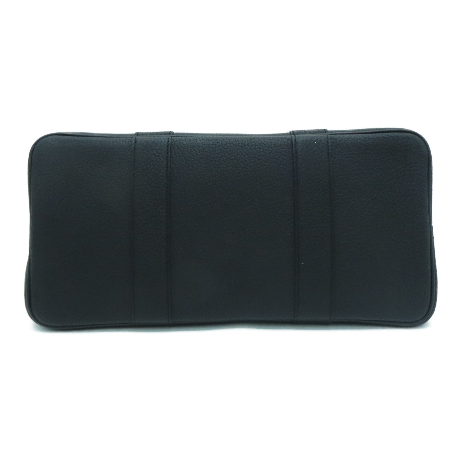HERMES [Sharp Discount] Negonda Leather GardenParty PM Silver Buckle Hand Bag Noir/Black