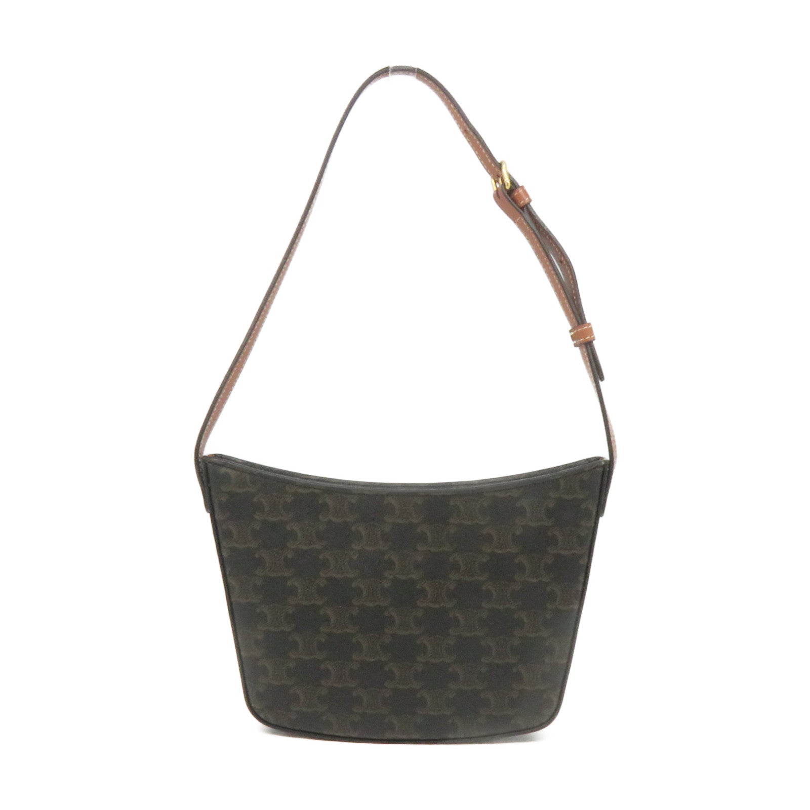 CELINE 塗層皮革Croque Shoulder Bag肩背袋啡色