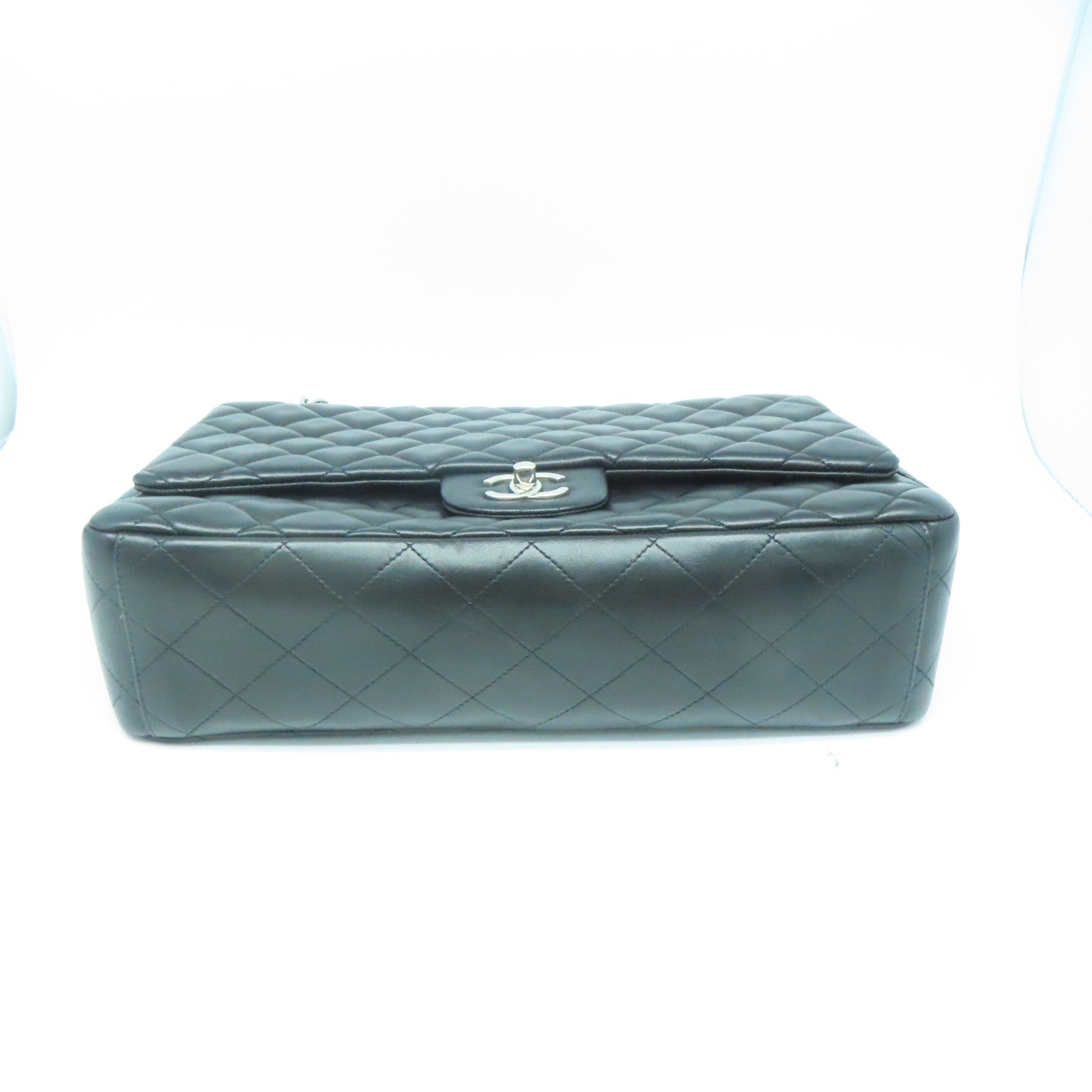 CHANEL 菱格牛皮皮革Chain Shoulder Bag银扣链带肩背袋黑色