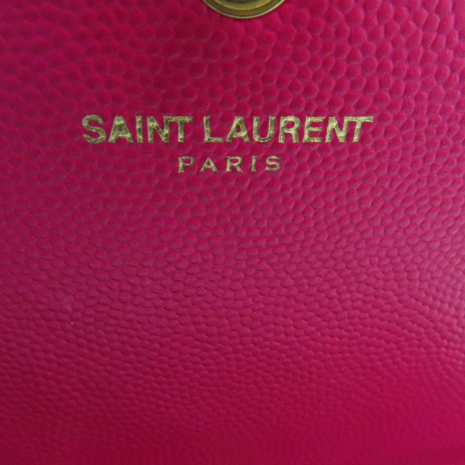 SAINT LAURENT Chain Wallet Gold Buckle Chain Shoulder Bag in Caviar Leather Pink