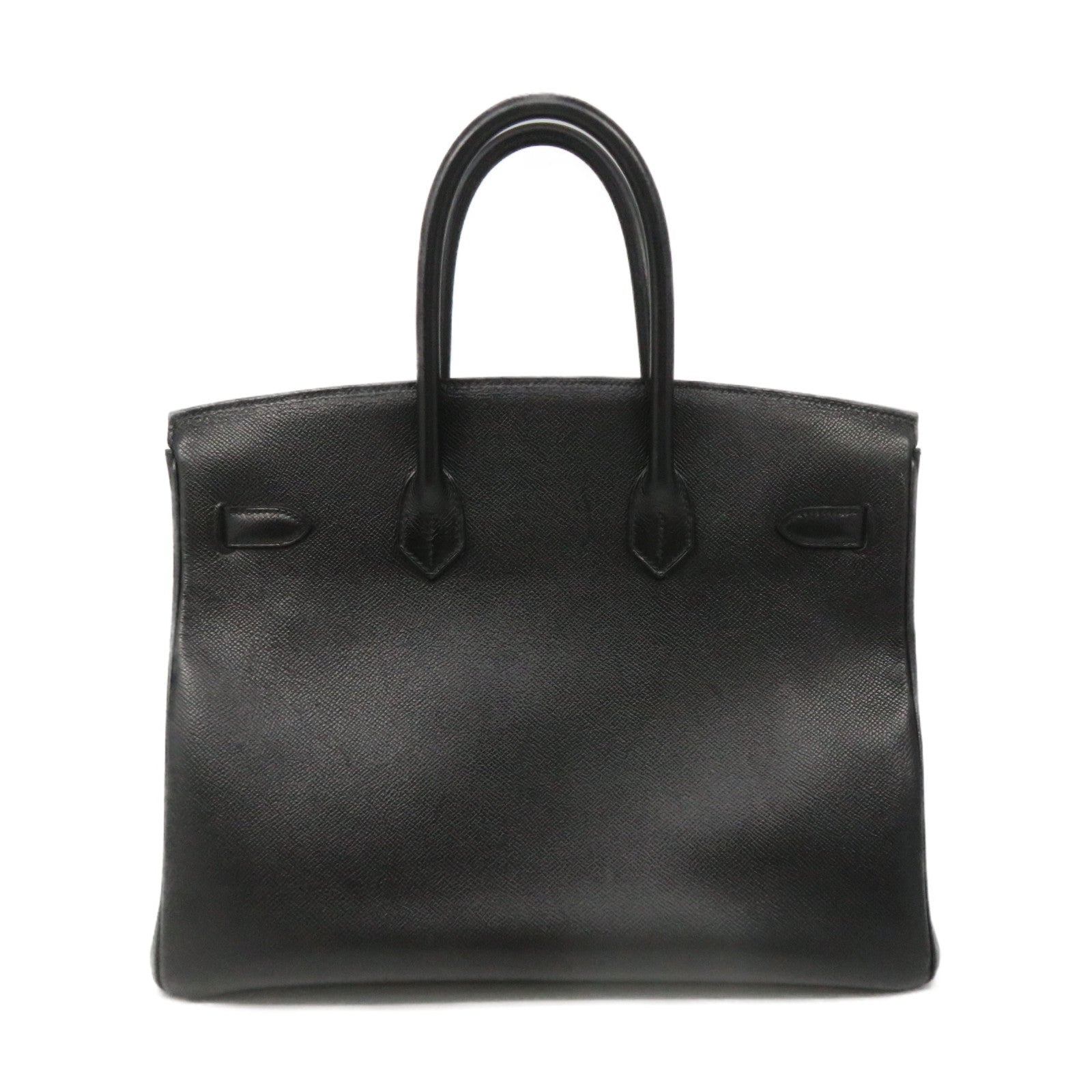 HERMES Epsom Leather Birkin 35 Hand Bag Silver Buckle Hand Bag Black