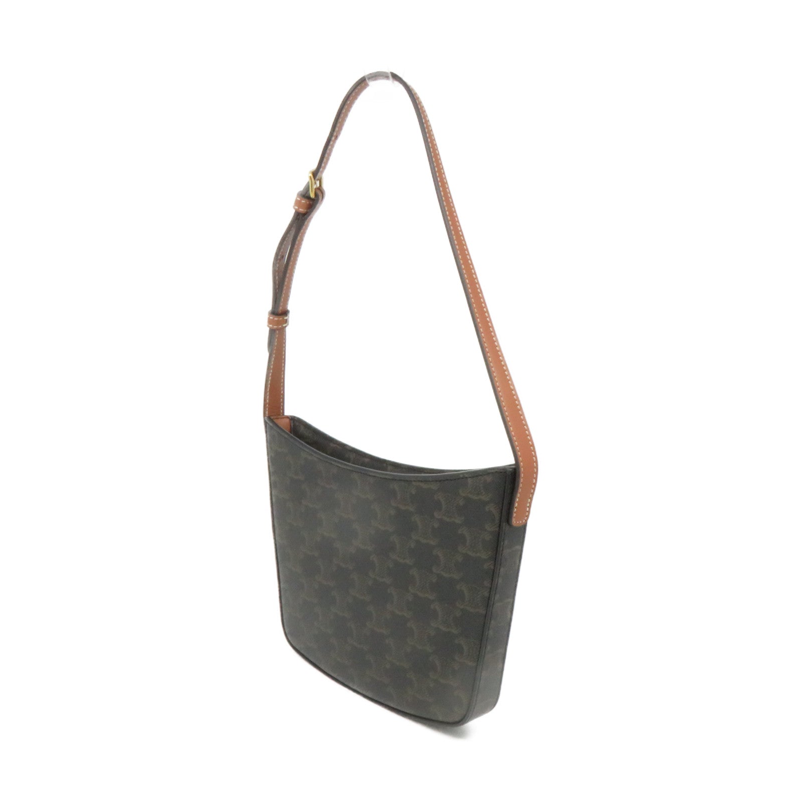 CELINE 塗層皮革Croque Shoulder Bag肩背袋啡色