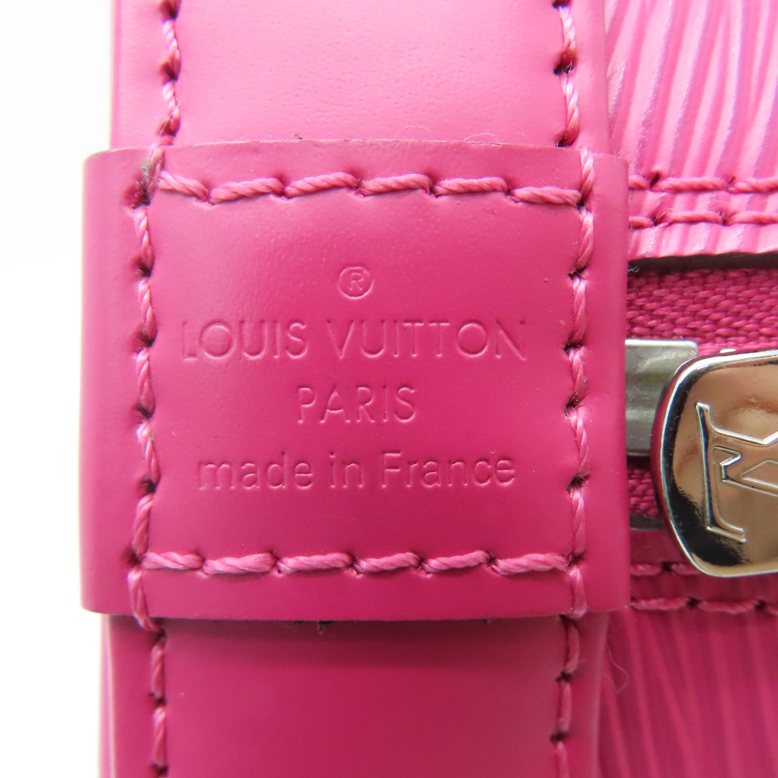 LOUIS VUITTON Epi Alma BB银扣手挽肩背两用袋紫红色