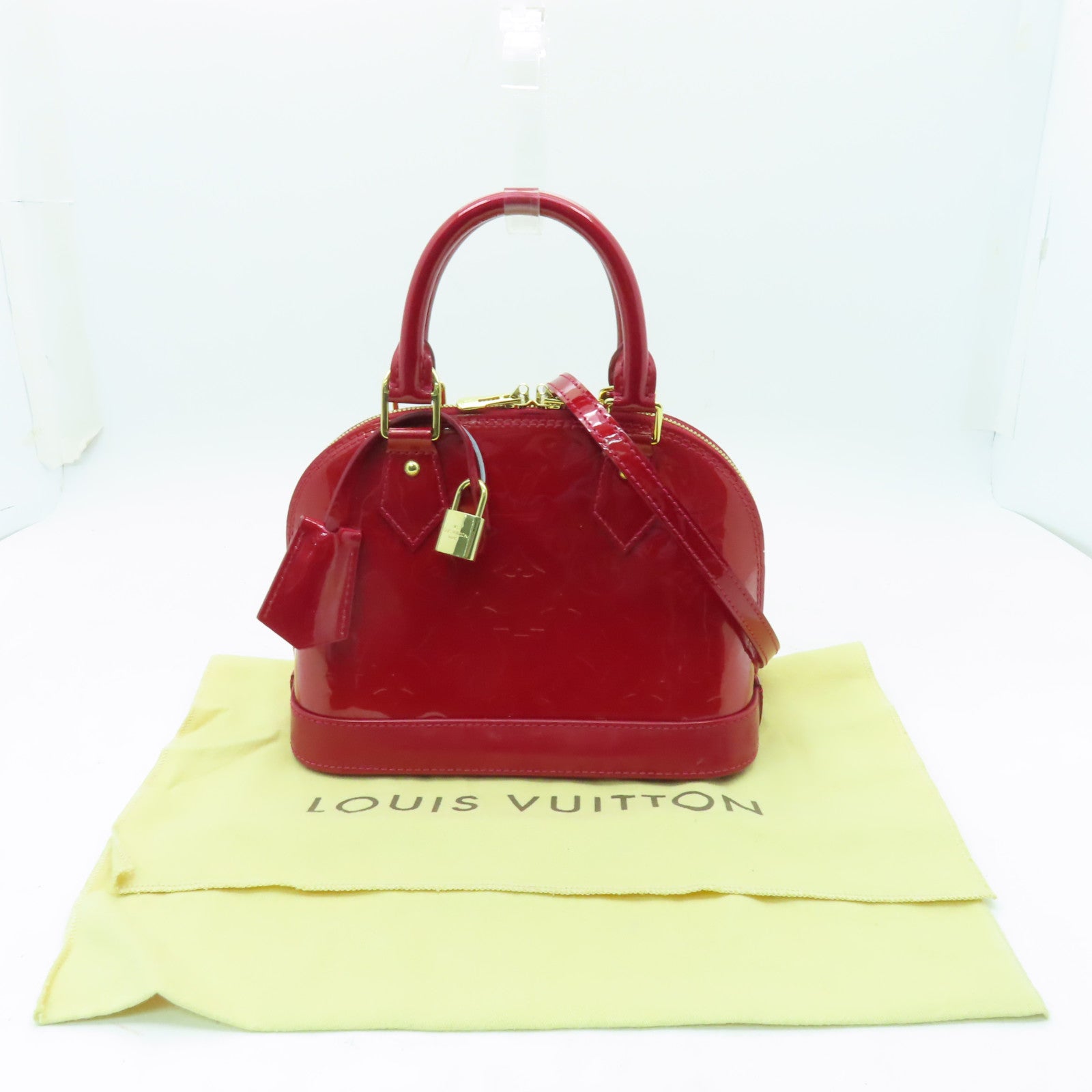 LOUIS VUITTON Vernis Alma BB金扣手挽肩背兩用袋紅色