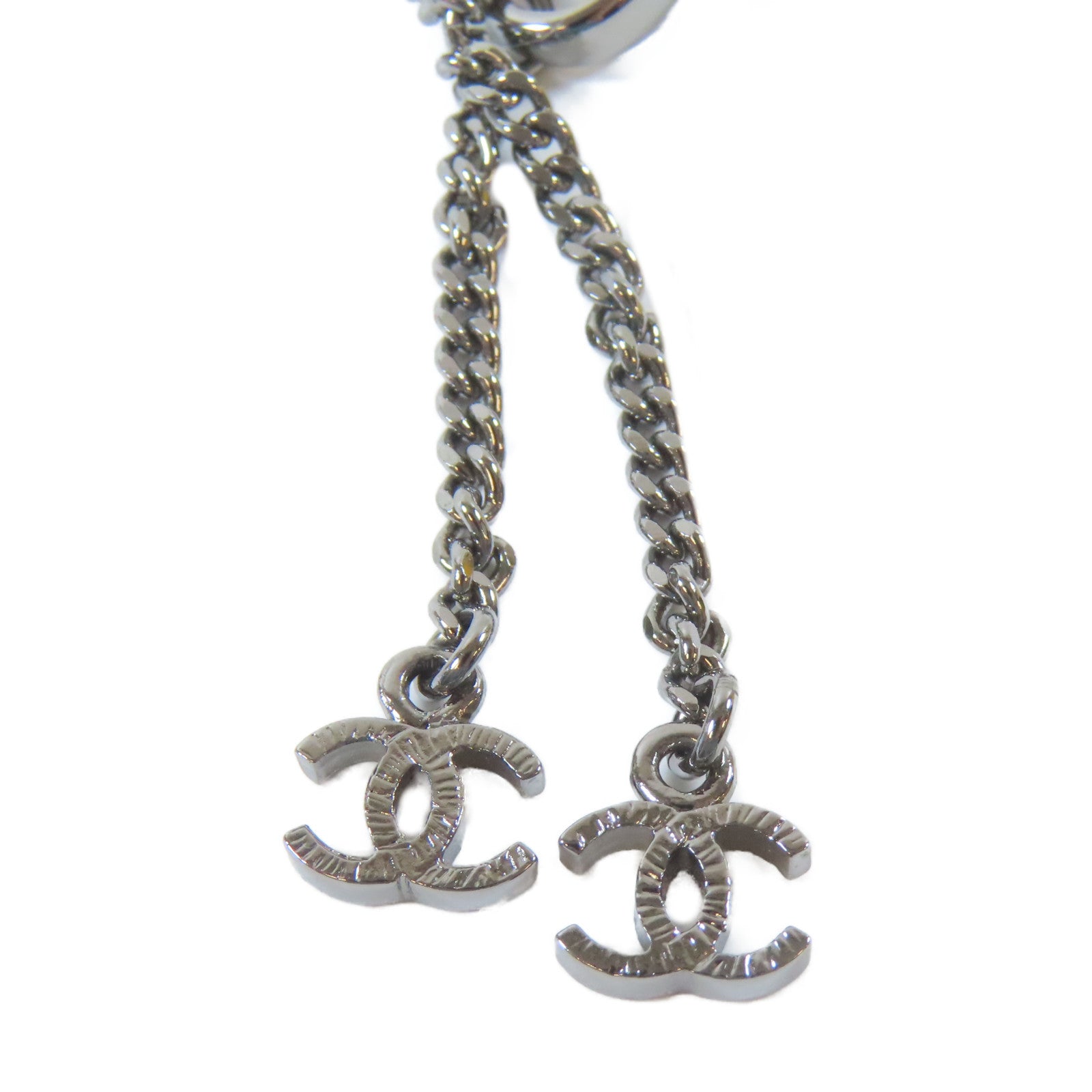 CHANEL 金屬Necklace項鍊銀色/黑色#60cm