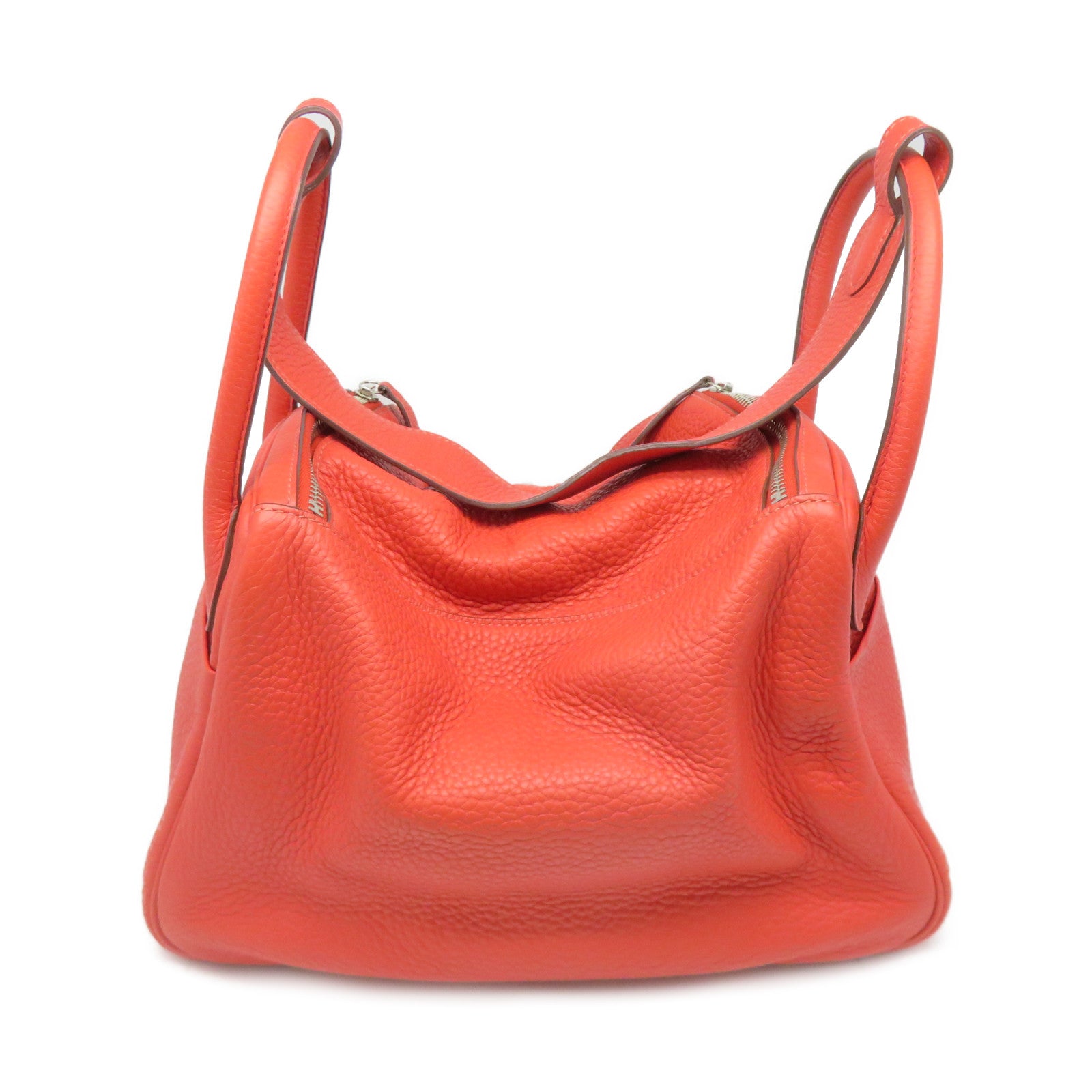 HERMES 【激减优惠】Clemence皮革Lindy 30银扣2Way Shoulder Bag手挽肩背两用袋粉红色
