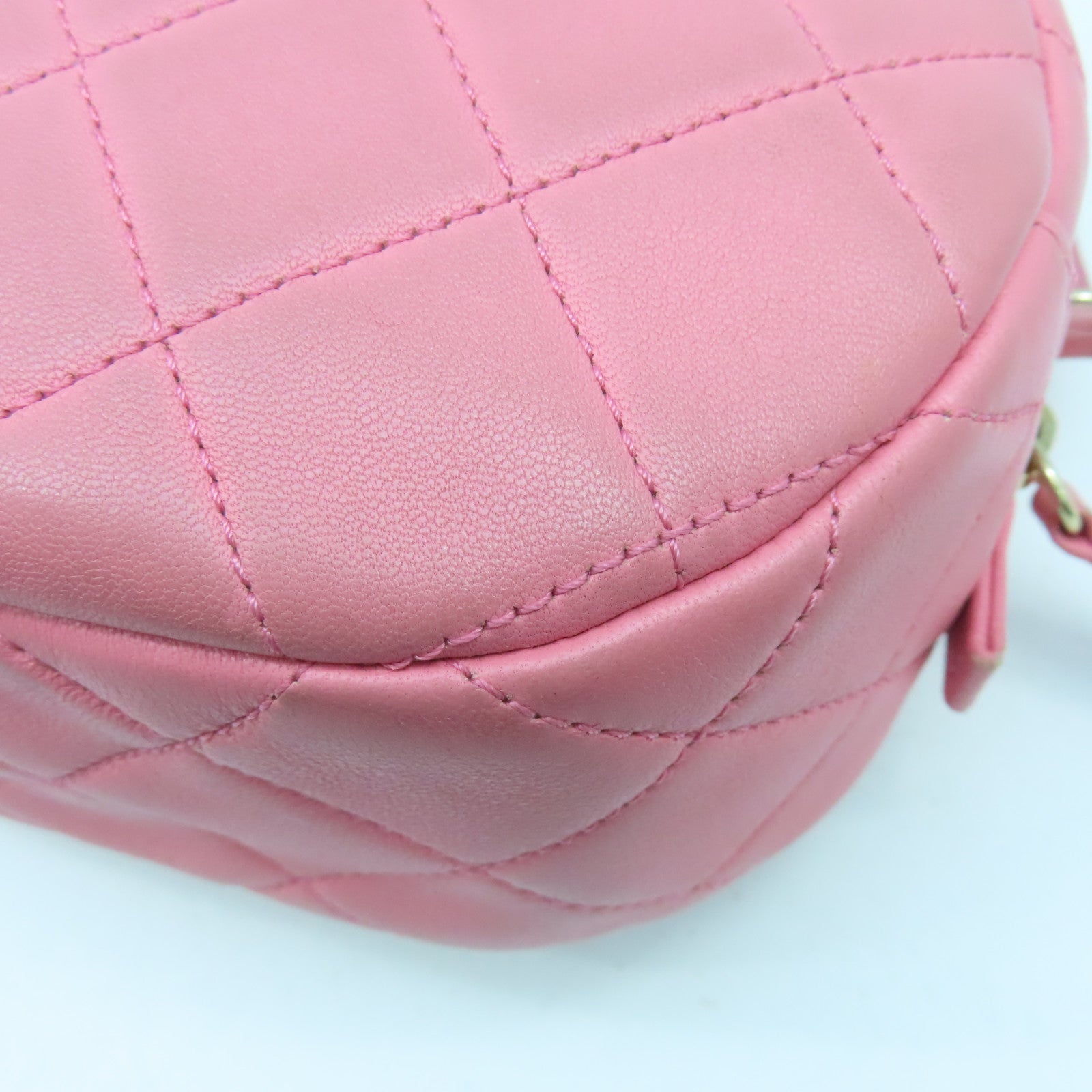 CHANEL 菱格羊皮皮革Chain Shoulder Bag金扣鏈帶肩背袋粉紅色