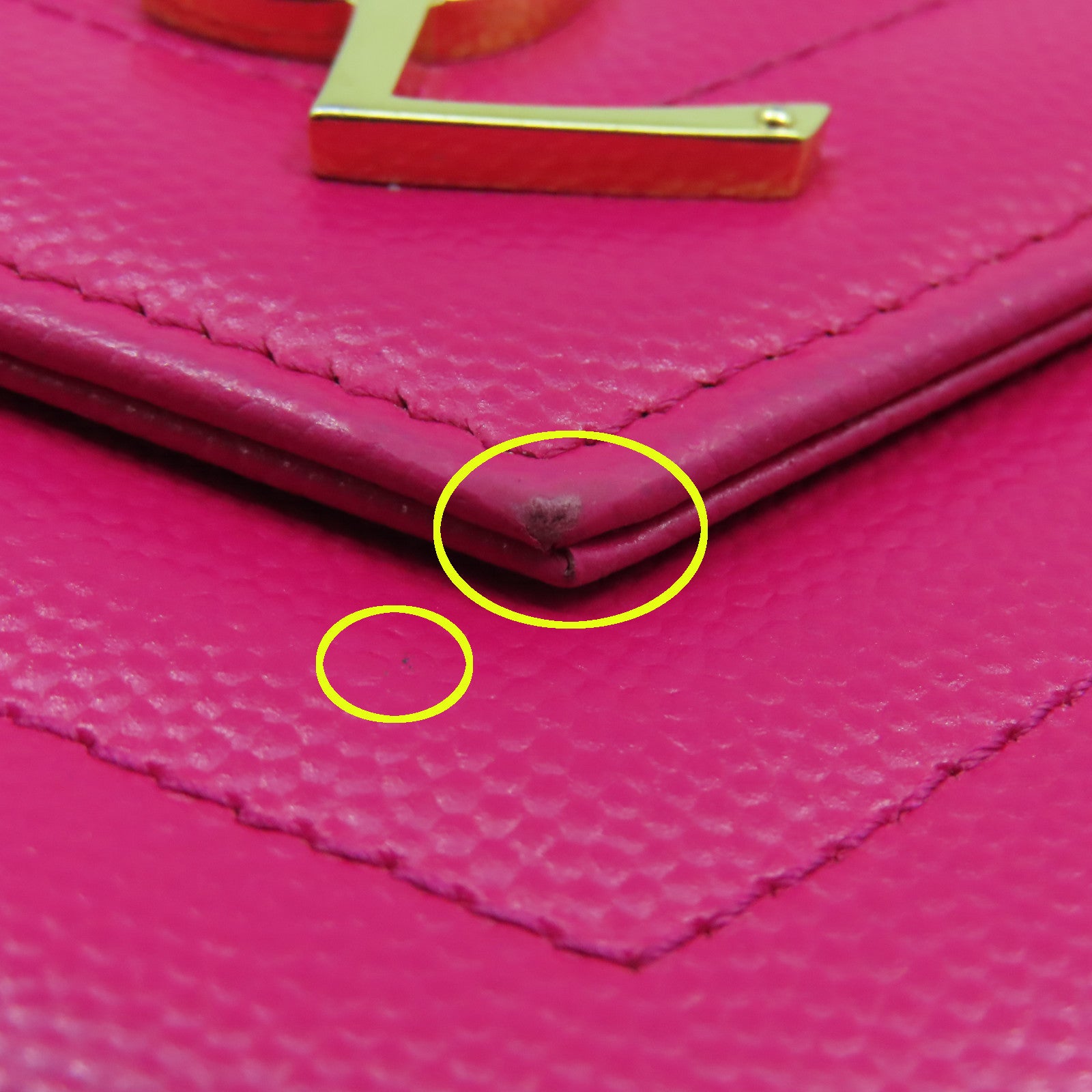 SAINT LAURENT Chain Wallet Gold Buckle Chain Shoulder Bag in Caviar Leather Pink