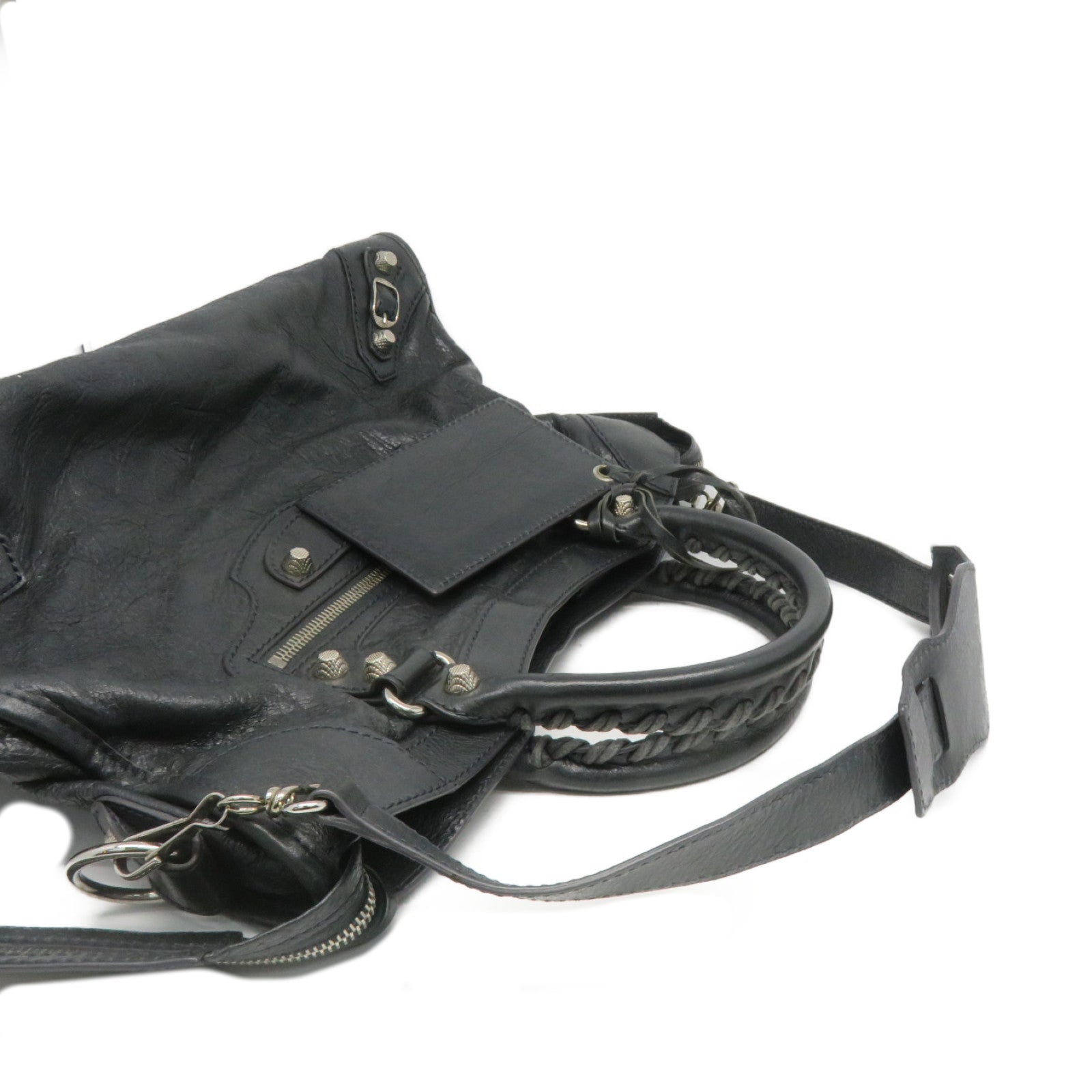 BALENCIAGA 【激减优惠】牛皮皮革Shoulder Bag银扣肩背袋灰色