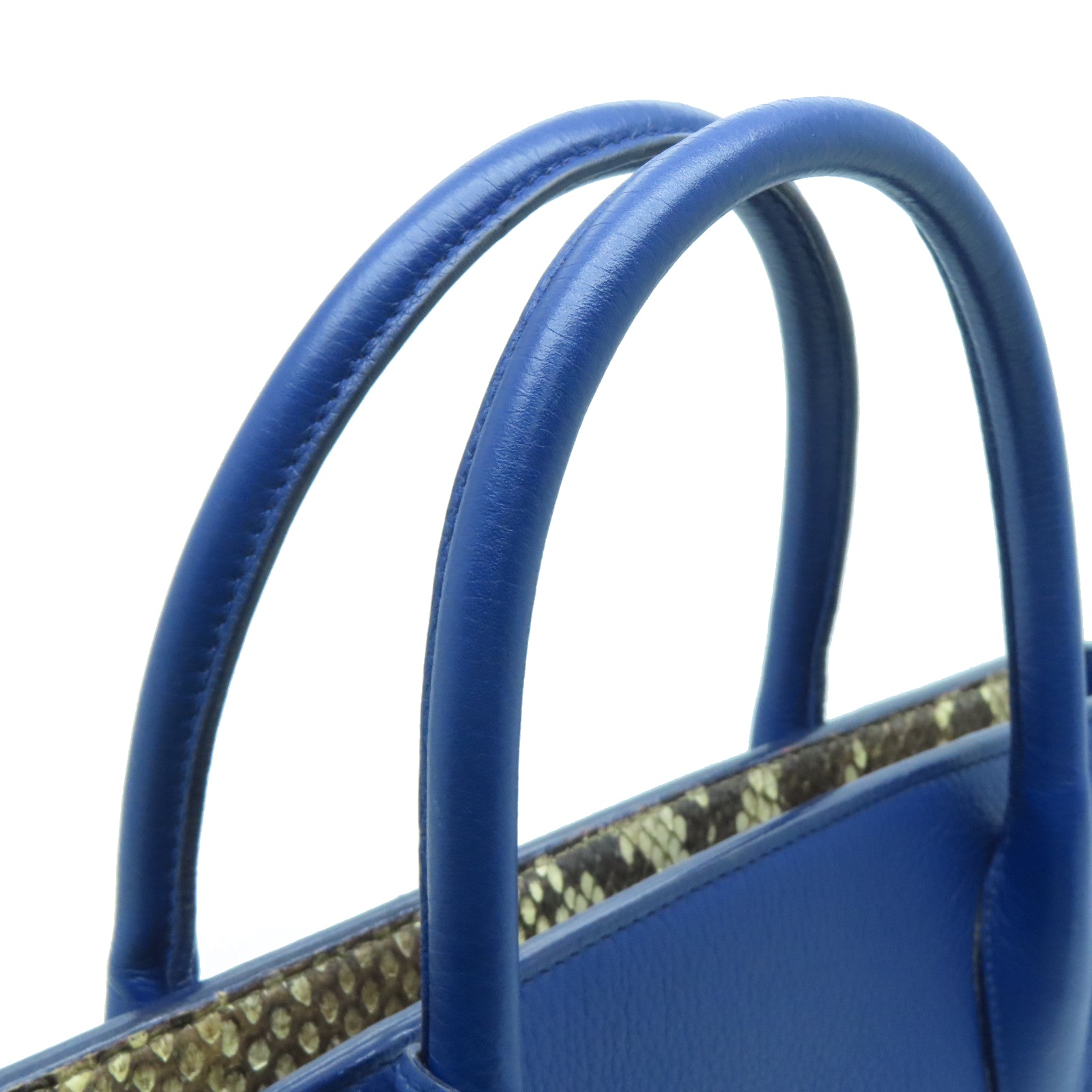 Dior [Sharp Discount] Cowhide/Python Leather Handbag Blue