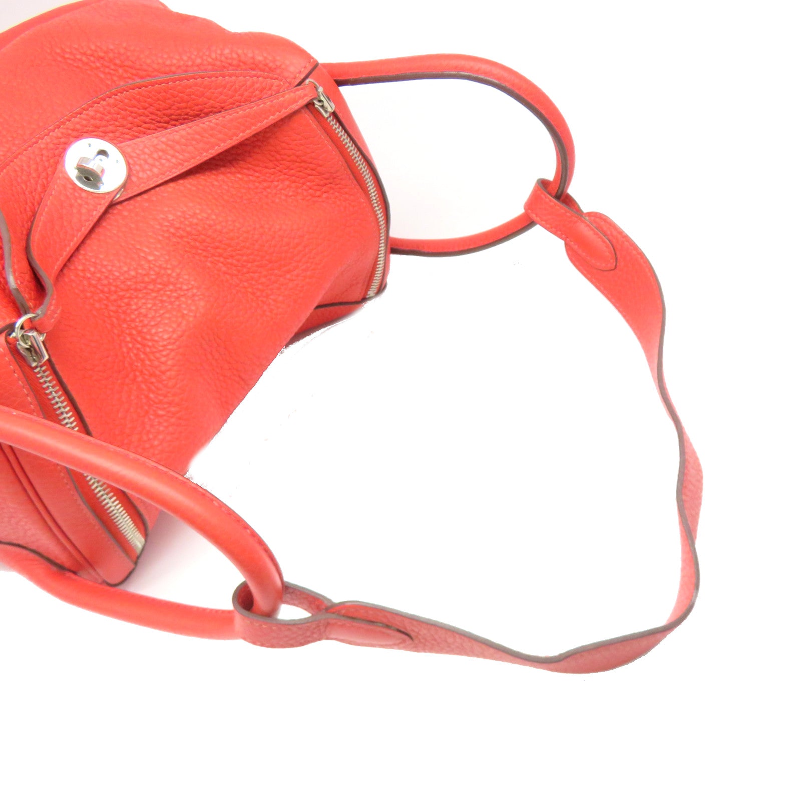 HERMES 【激减优惠】Clemence皮革Lindy 30银扣2Way Shoulder Bag手挽肩背两用袋粉红色