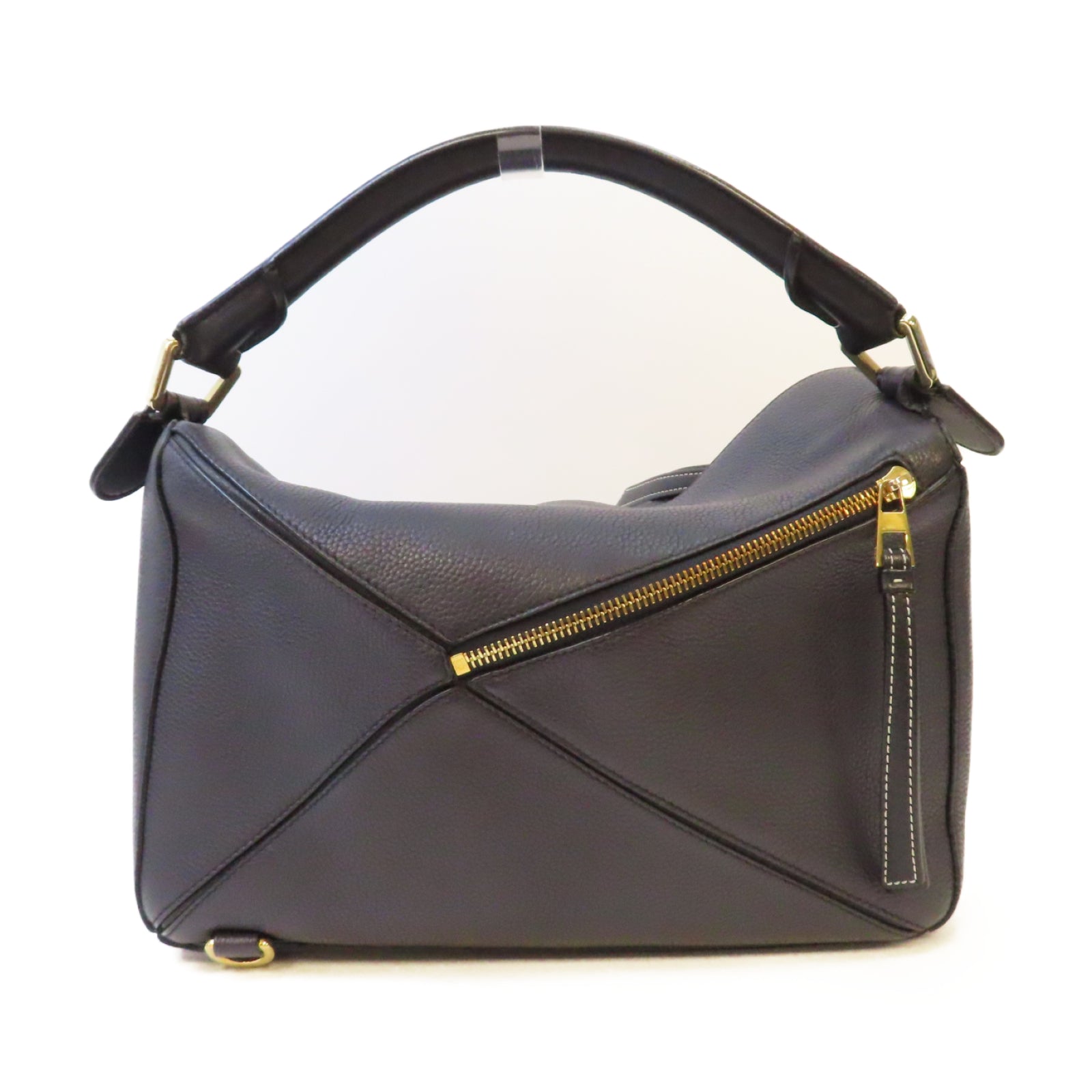 LOEWE 牛皮皮革Puzzle Medium金扣手挽肩背兩用袋黑色