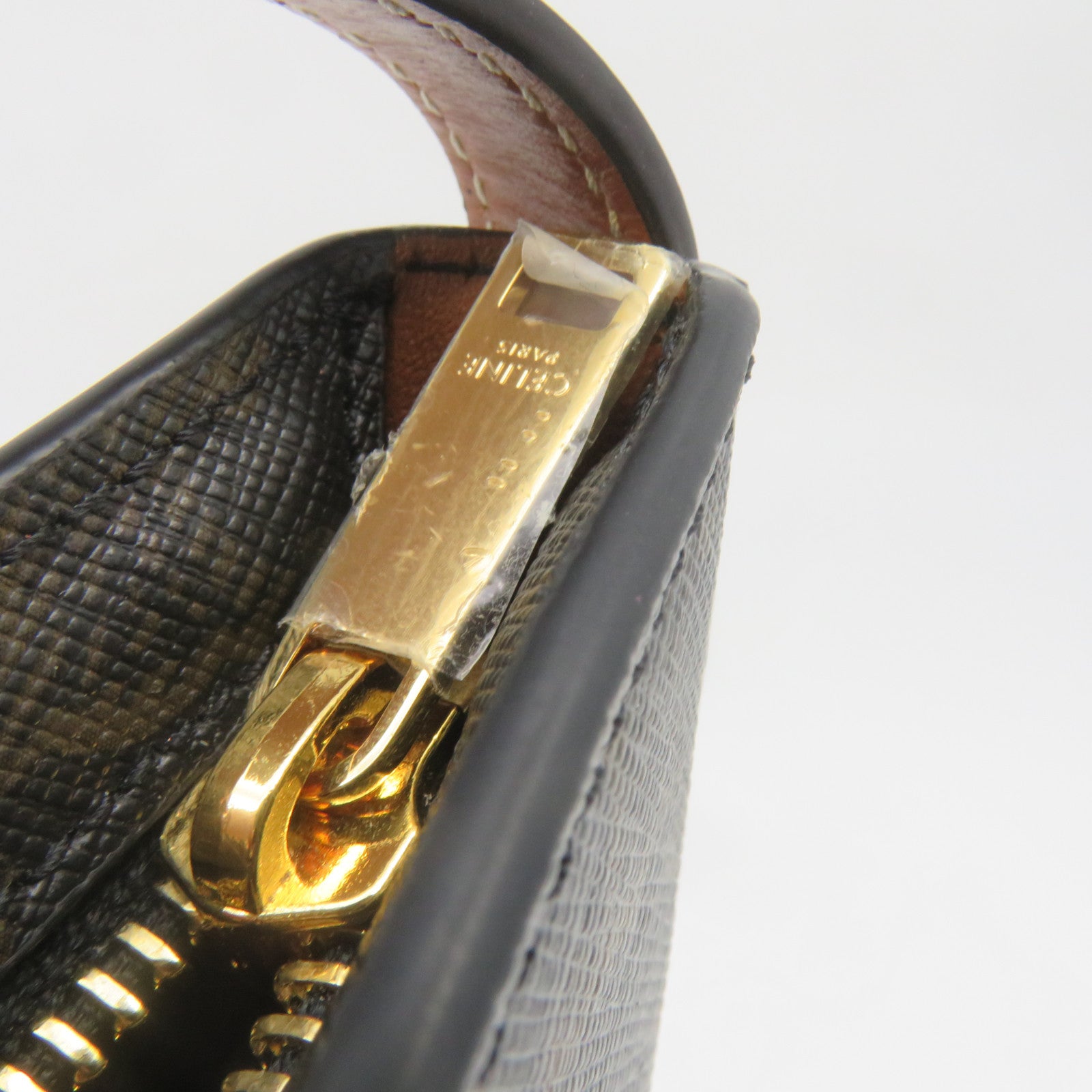 CELINE 塗層皮革Croque Shoulder Bag肩背袋啡色