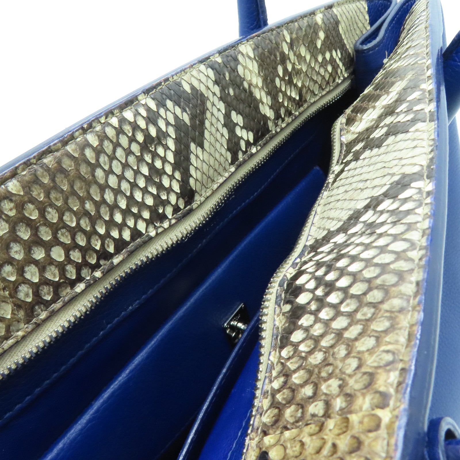 Dior [Sharp Discount] Cowhide/Python Leather Handbag Blue
