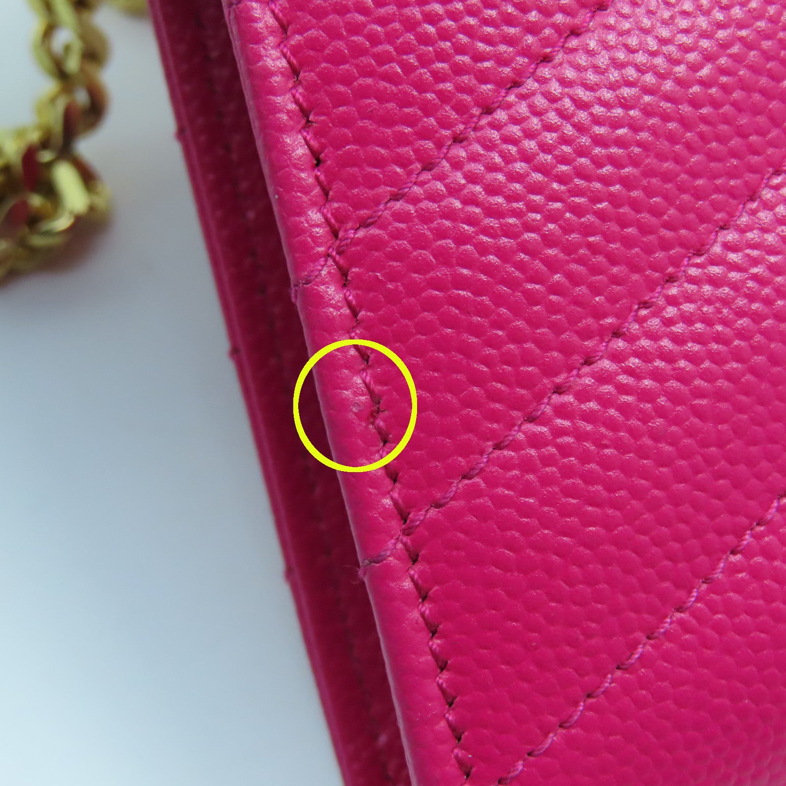SAINT LAURENT Chain Wallet Gold Buckle Chain Shoulder Bag in Caviar Leather Pink