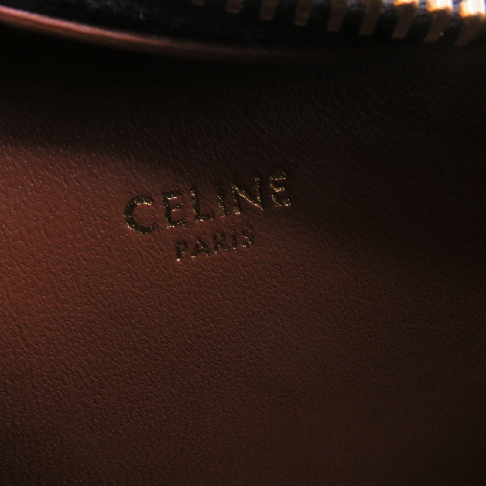CELINE 塗層皮革Croque Shoulder Bag肩背袋啡色