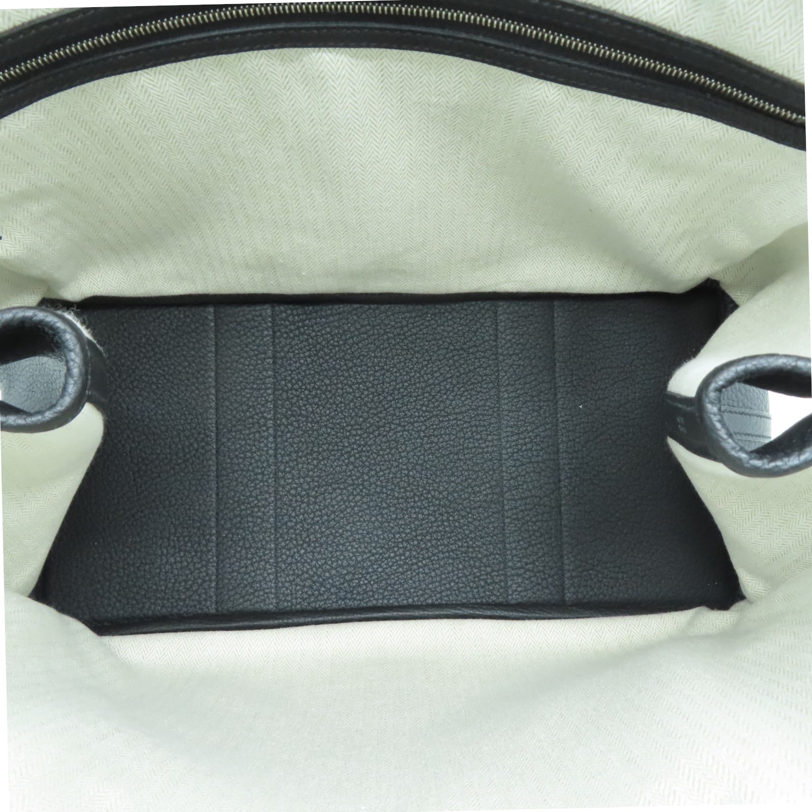 HERMES [Sharp Discount] Negonda Leather GardenParty PM Silver Buckle Hand Bag Noir/Black