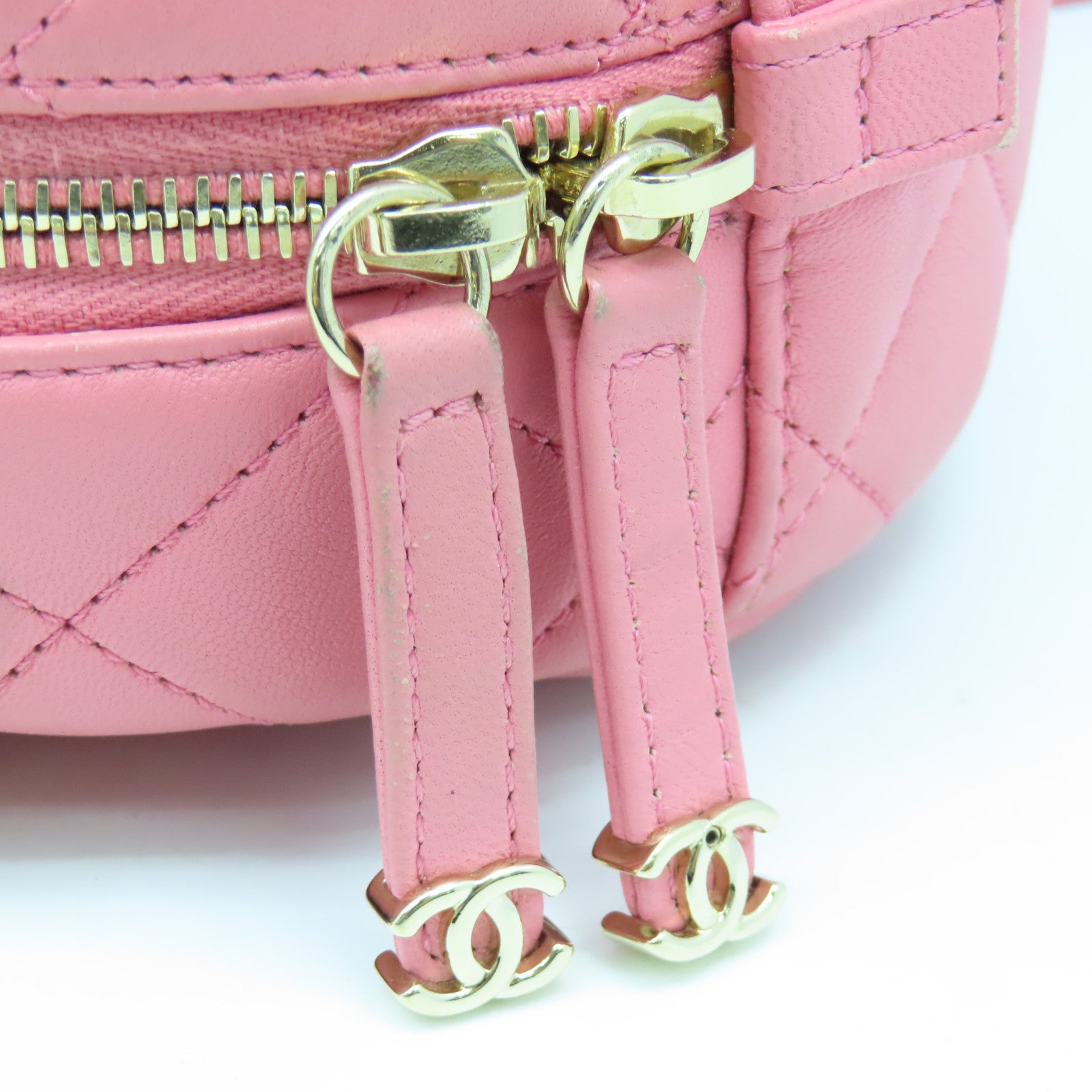 CHANEL 菱格羊皮皮革Chain Shoulder Bag金扣鏈帶肩背袋粉紅色