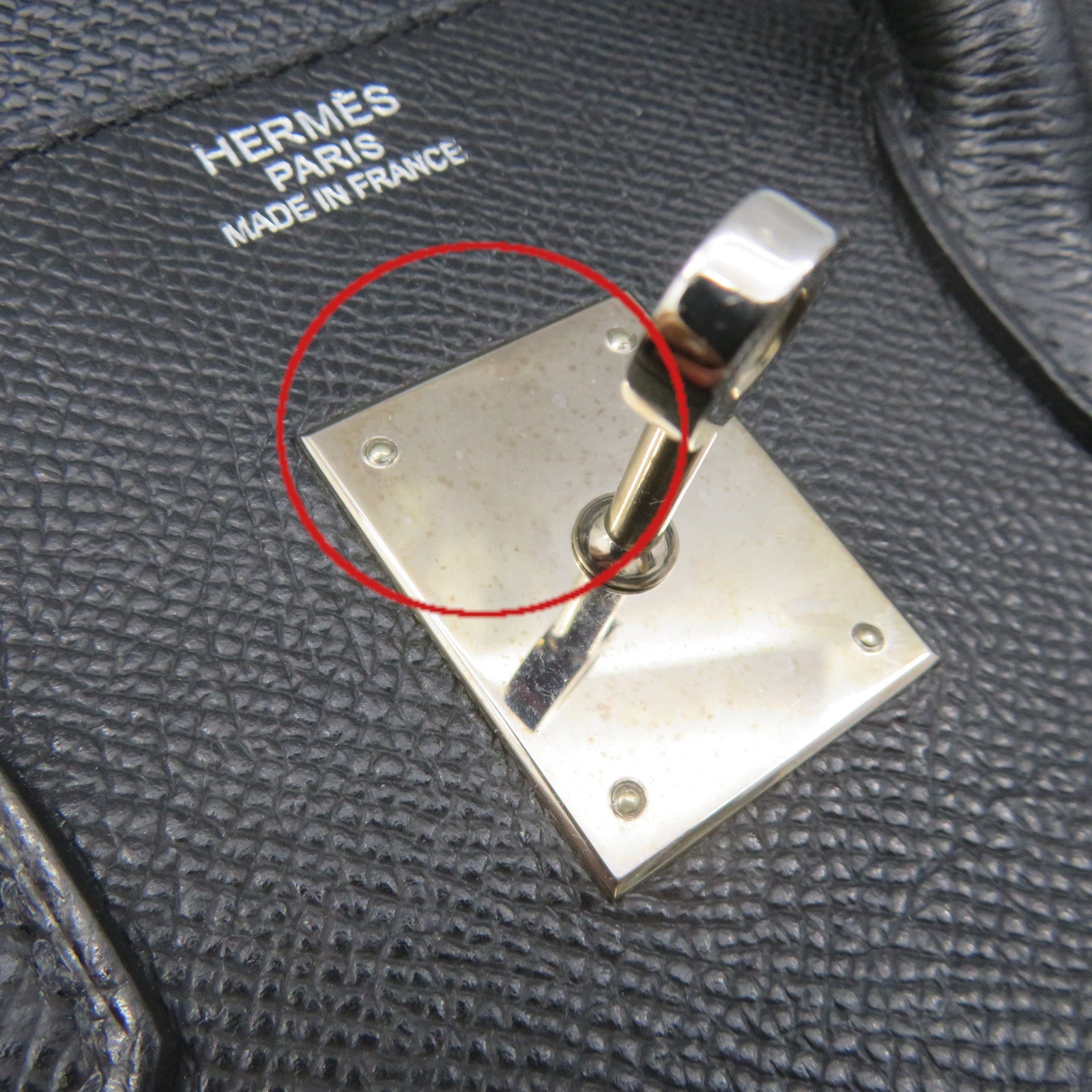 HERMES Epsom Leather Birkin 35 Hand Bag Silver Buckle Hand Bag Black