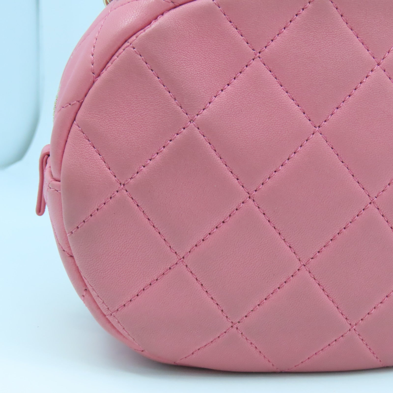 CHANEL 菱格羊皮皮革Chain Shoulder Bag金扣鏈帶肩背袋粉紅色