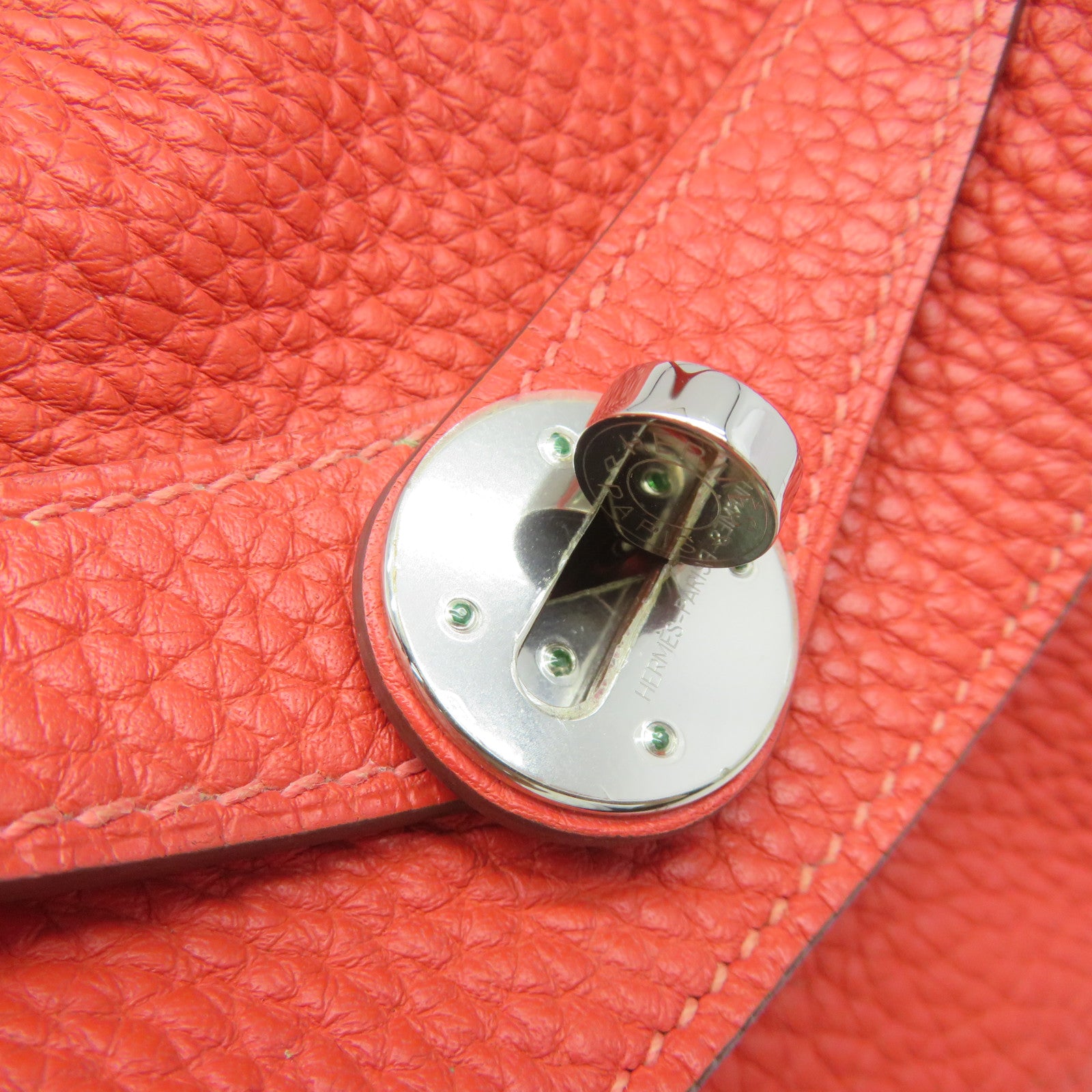 HERMES 【激减优惠】Clemence皮革Lindy 30银扣2Way Shoulder Bag手挽肩背两用袋粉红色
