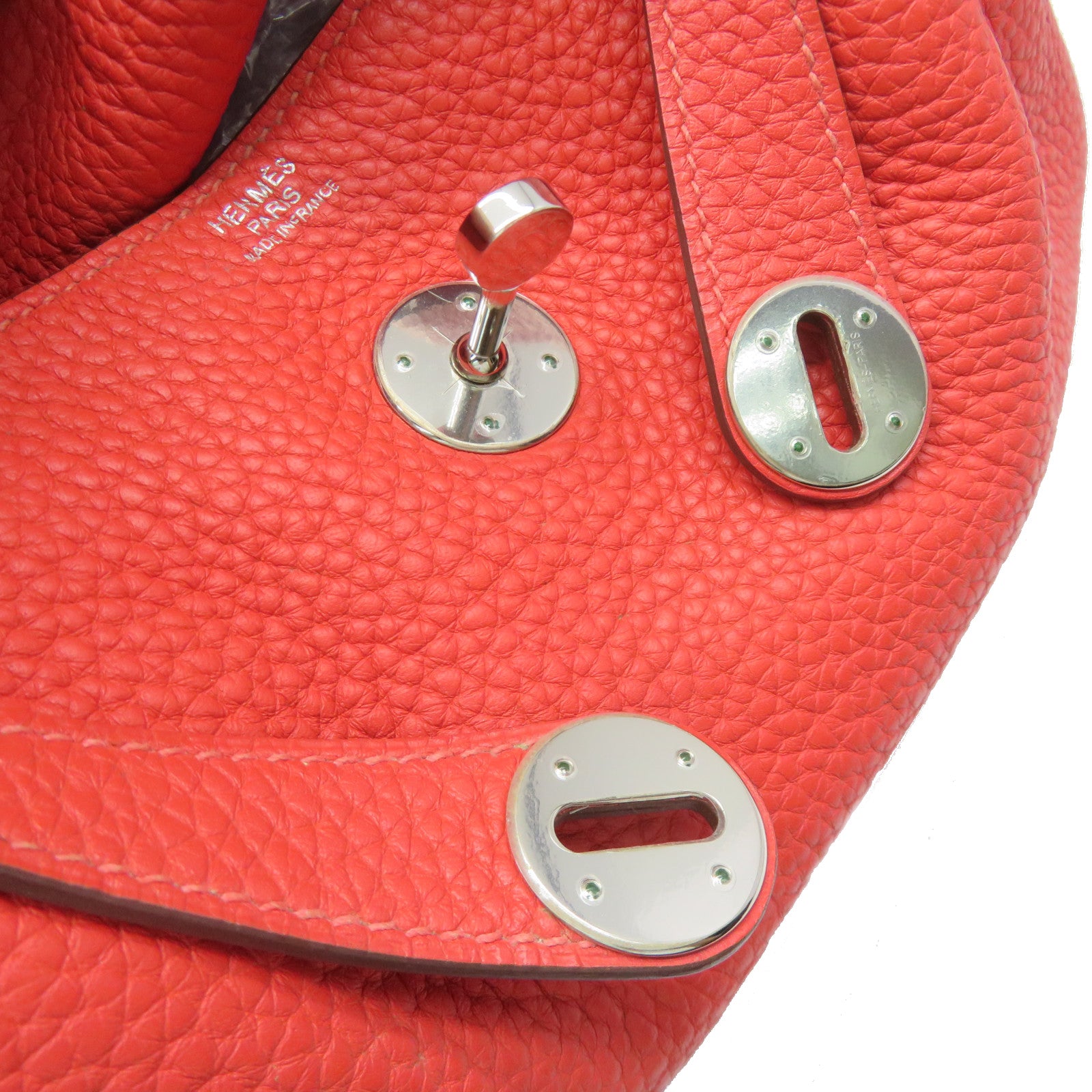 HERMES 【激减优惠】Clemence皮革Lindy 30银扣2Way Shoulder Bag手挽肩背两用袋粉红色