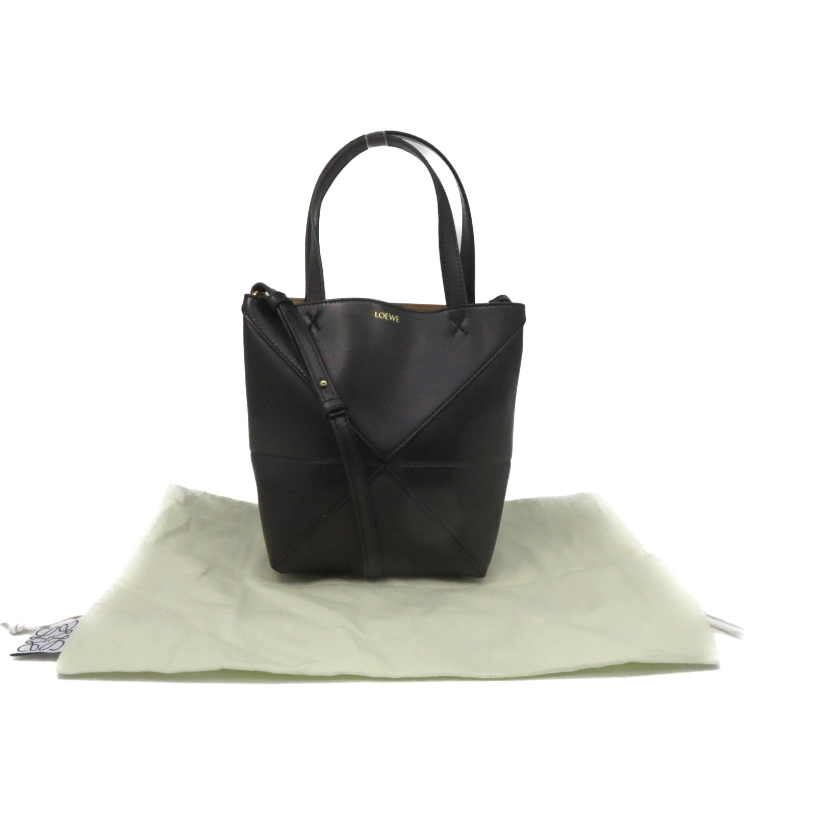 LOEWE 牛皮皮革2Way Shoulder Bag手挽肩背兩用袋黑色