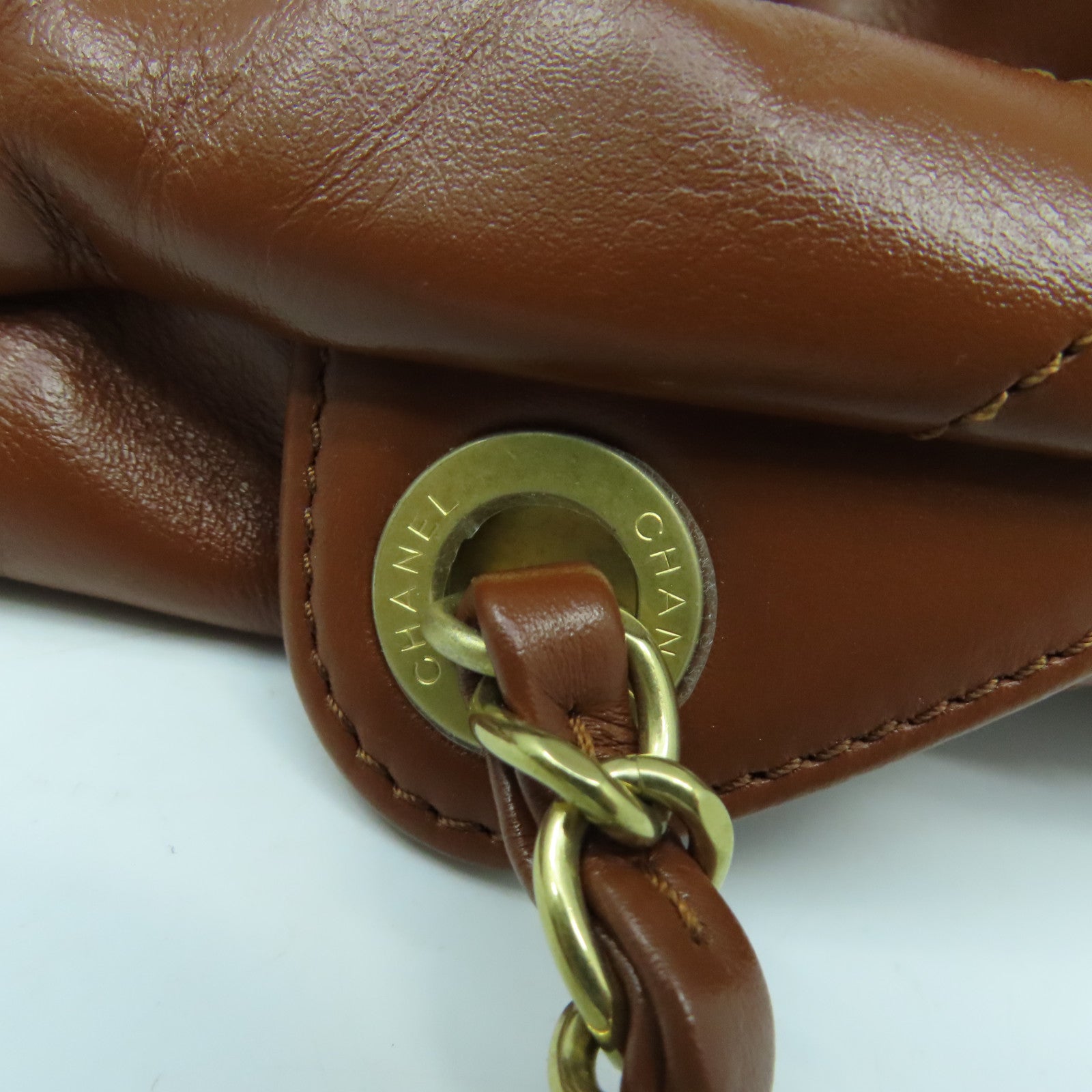 CHANEL 菱格牛皮皮革Chanel 22 Backpack金扣背包啡色