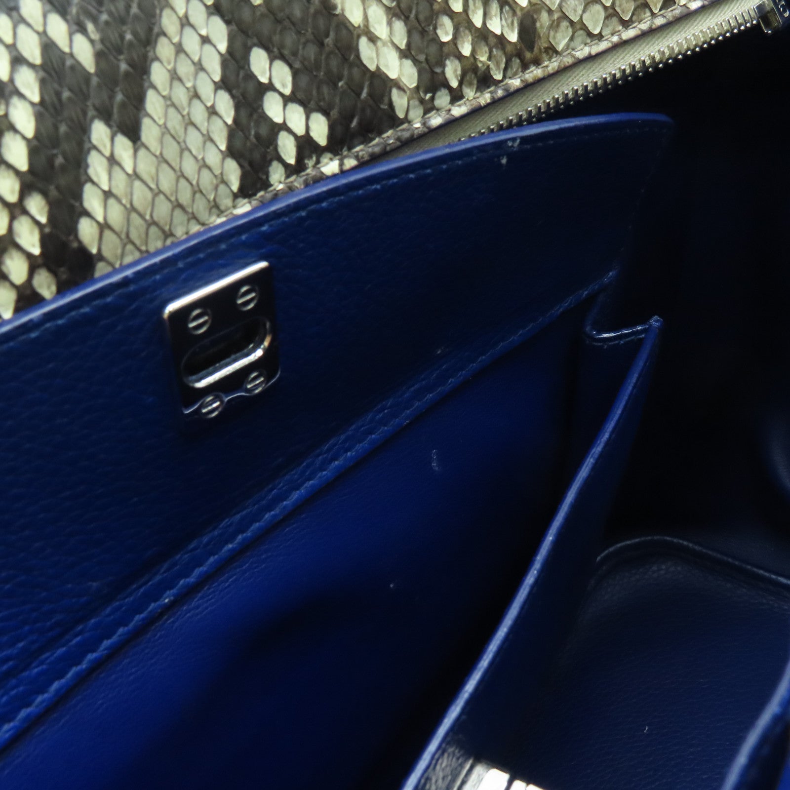 Dior [Sharp Discount] Cowhide/Python Leather Handbag Blue