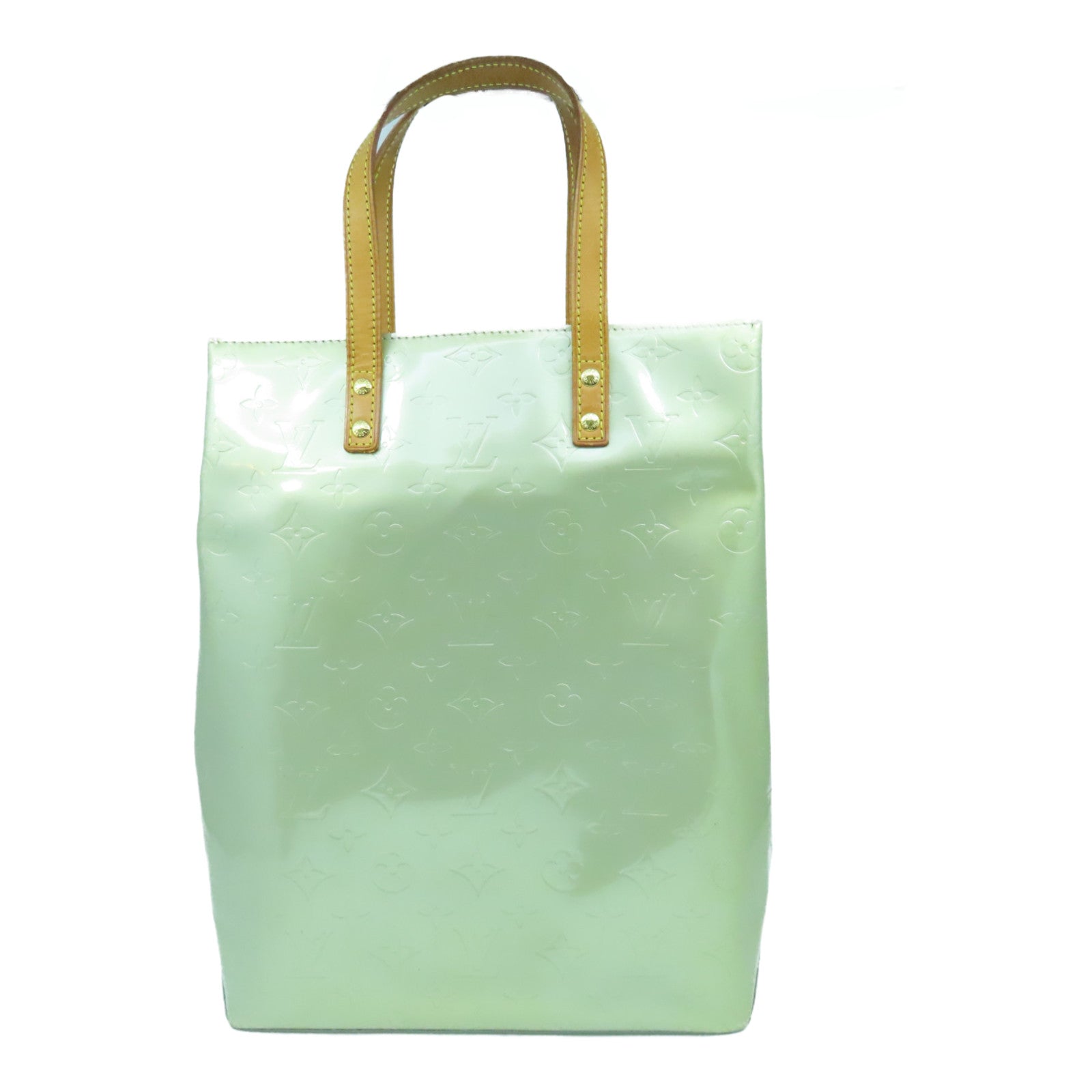 LOUIS VUITTON Vernis Reade MM金扣手挽袋绿色