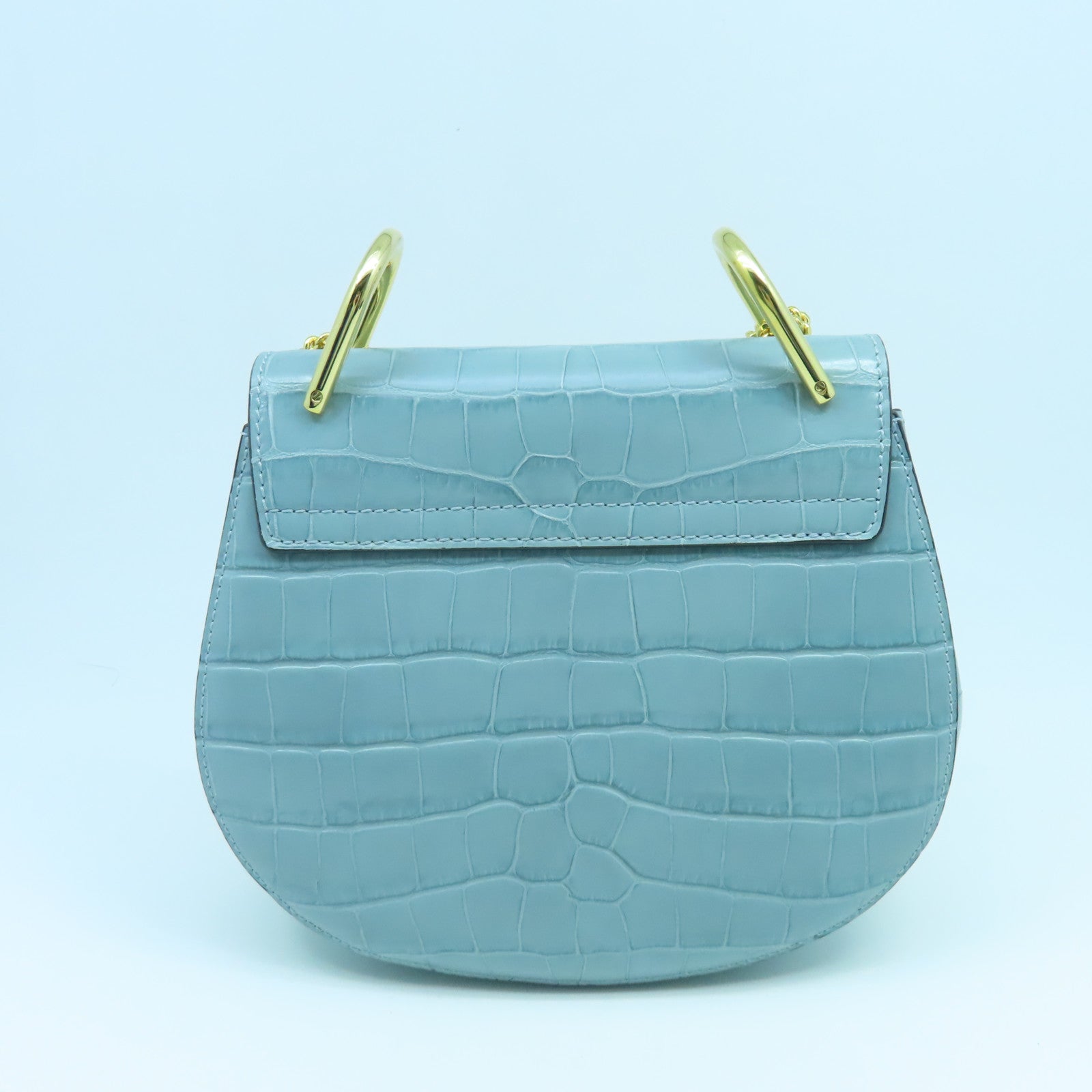 Chloe Leather Drew Bag Gold Buckle Chain Shoulder Bag Green