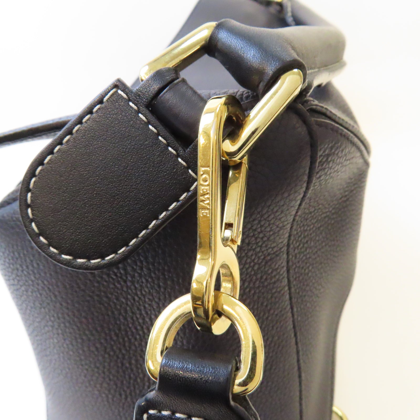 LOEWE 牛皮皮革Puzzle Medium金扣手挽肩背兩用袋黑色