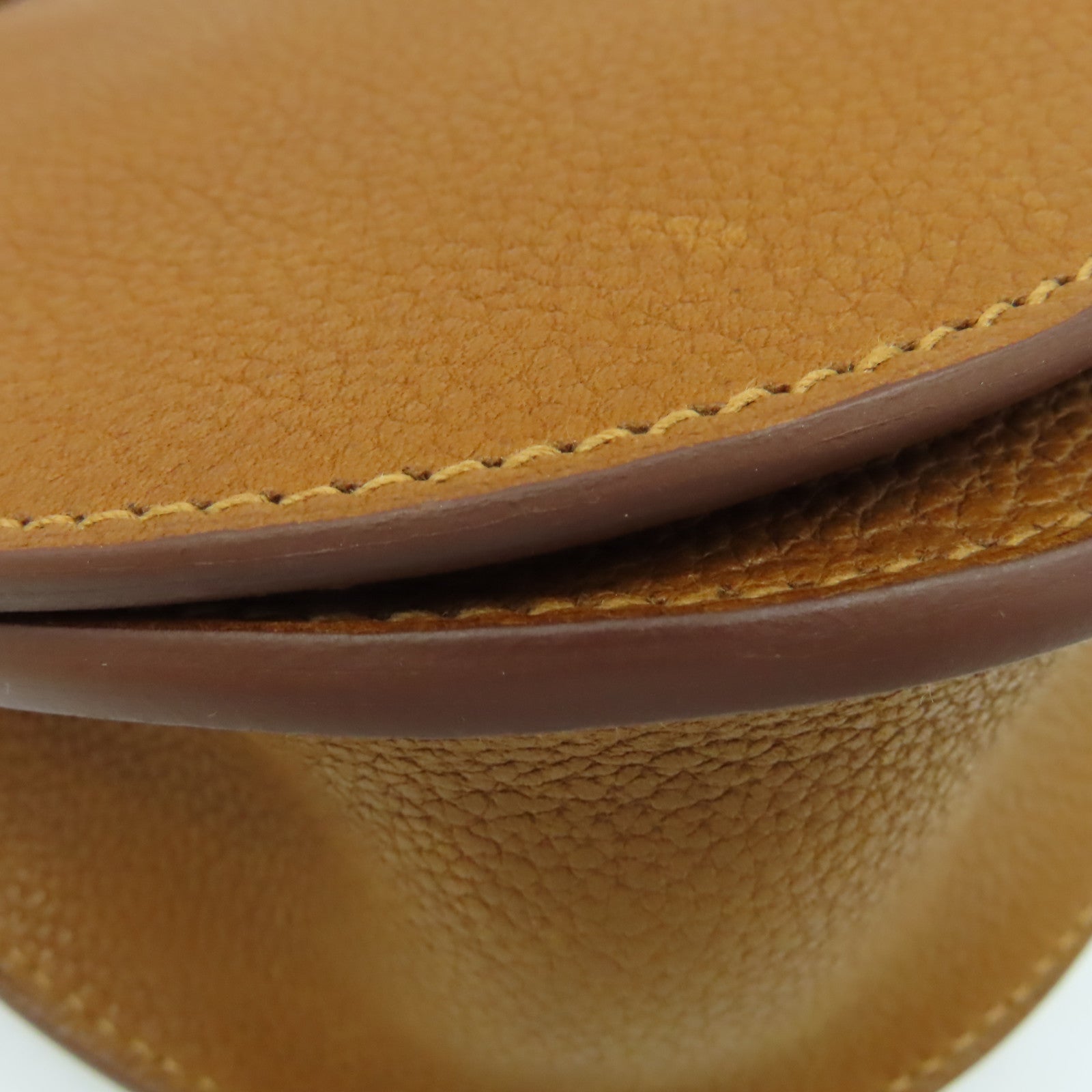 HERMES Clemence皮革Sac Saut Shoulder Bag金扣肩背袋經典駝色