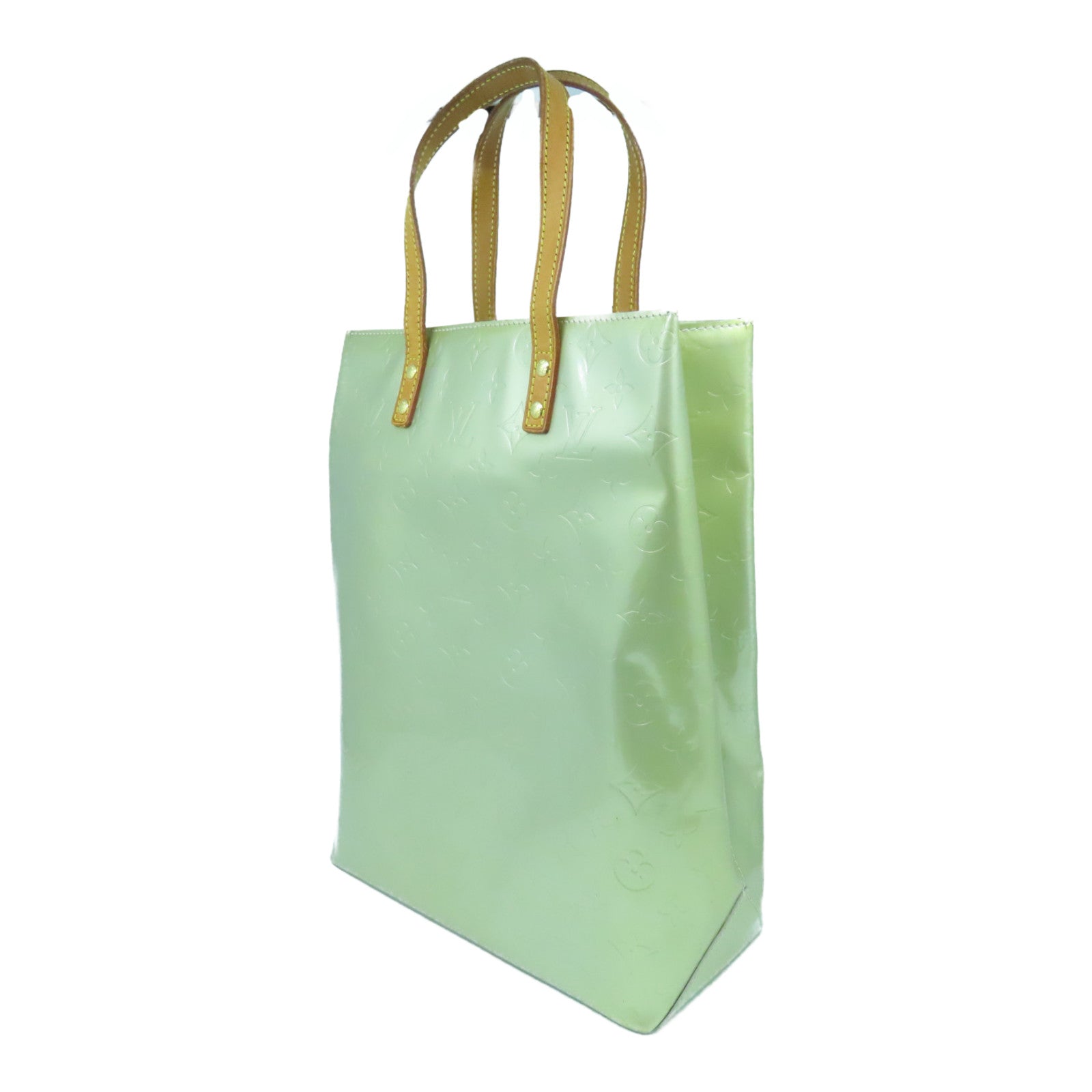 LOUIS VUITTON Vernis Reade MM金扣手挽袋绿色