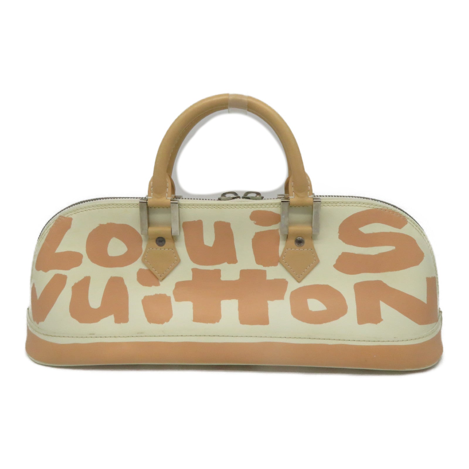 LOUIS VUITTON Monogram Graffity Handbag银扣手挽袋米色