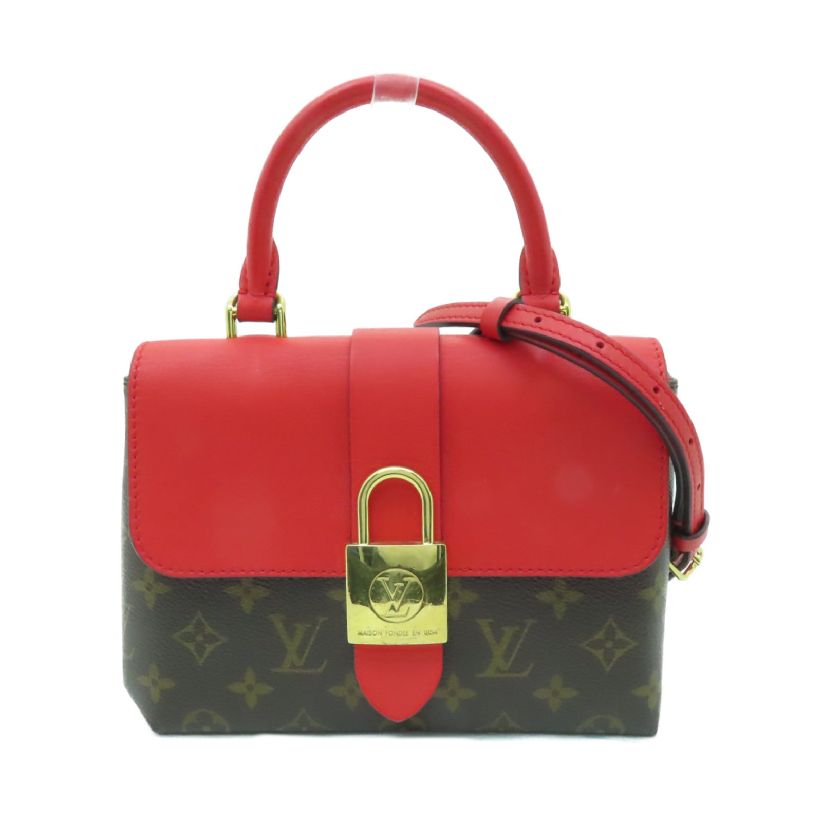 LOUIS VUITTON Monogram Locky BB金扣手挽肩背兩用袋紅色/棕色